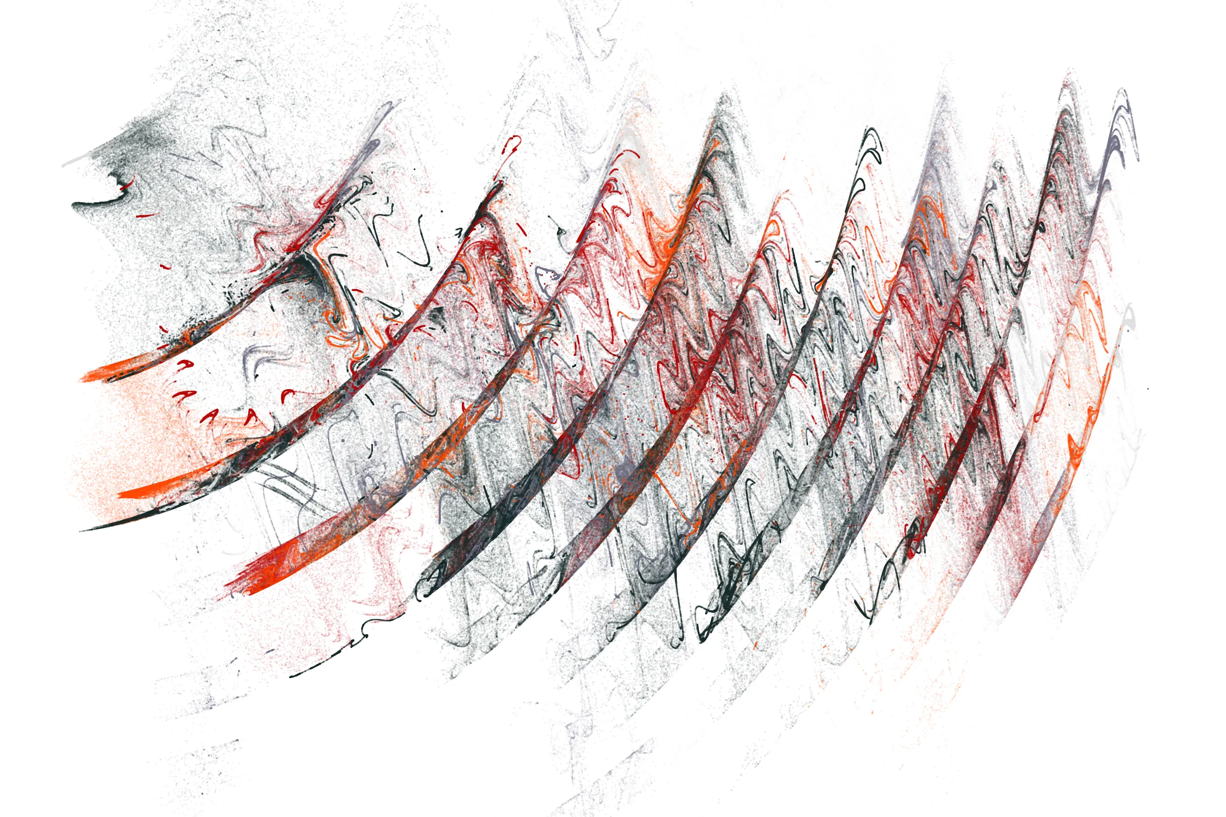 "Attraction" is a system that draws single pixels, one by one, according to a set of rules inspired by the 'Chaos Game'.
Additionally, trigonometric functions may be used to displace pixels, resulting in wave patterns.

All unique properties of each artwork are defined by the token's hash. This hash will set all the parameters: the color palette, the positioning of objects and the rules by which pixels are drawn.

By the nature of this system, several well known patterns from computing and math may appear in the artworks.