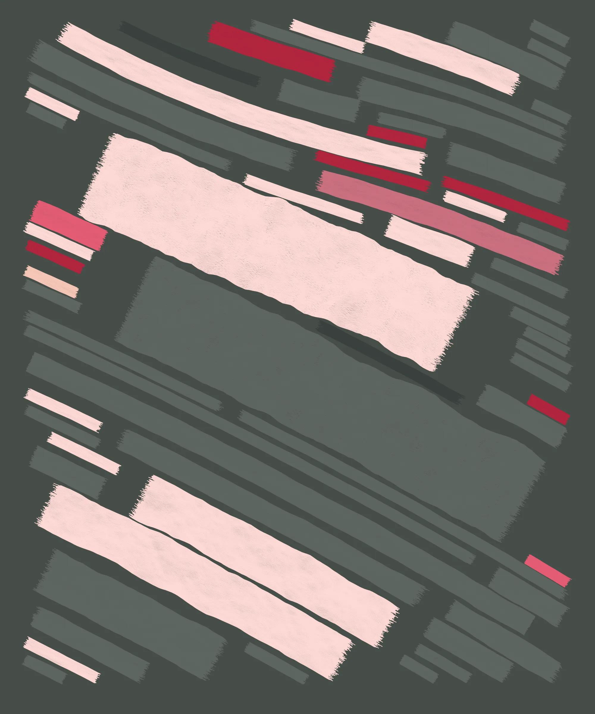 Fidenza is by far my most versatile algorithm to date. Although the program stays focused on structured curves and blocks, the varieties of scale, organization, texture, and color usage it can employ create a wide array of generative possibilities.