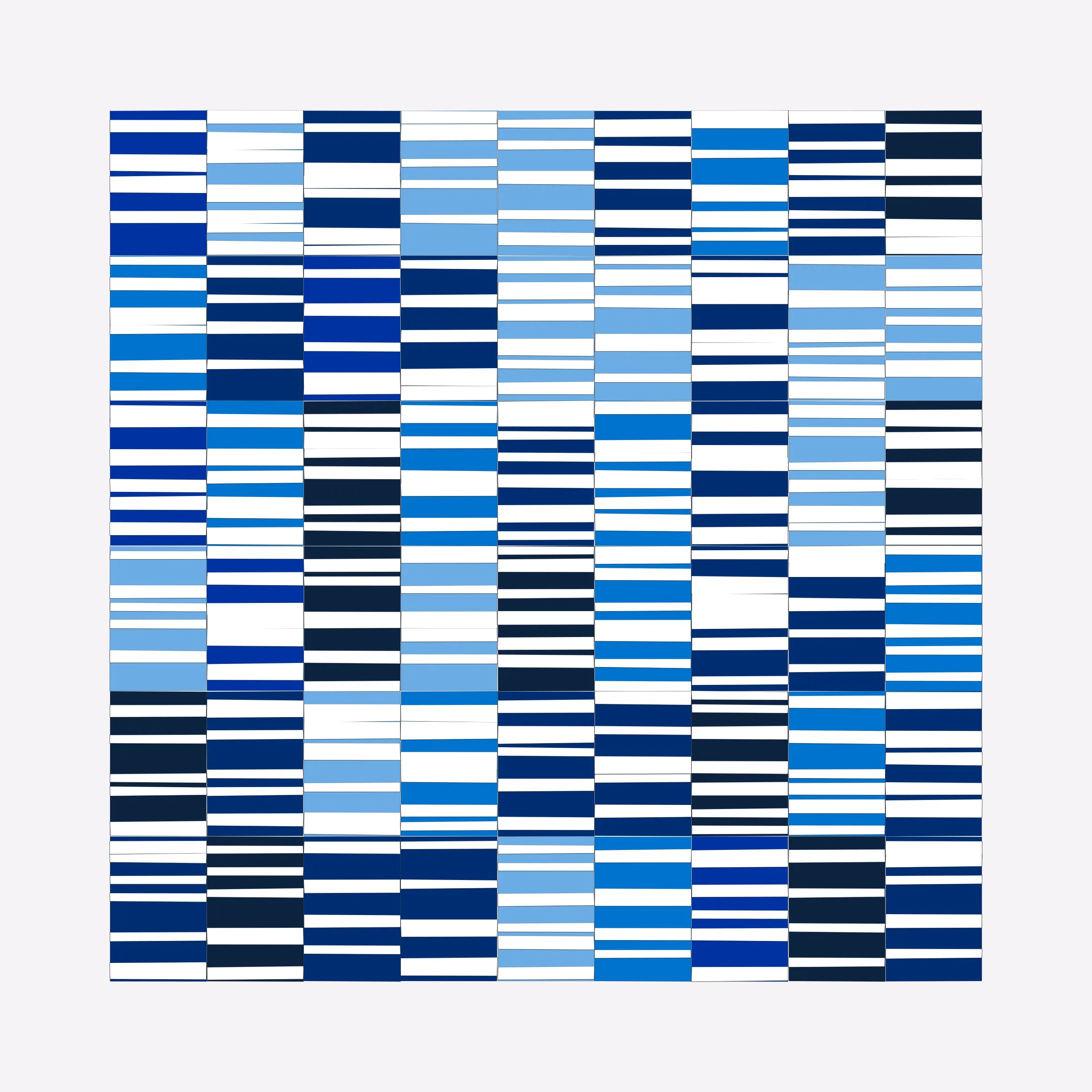 Attempts at perfection are destined to fail. This project embraces the impossibility of perfection in human execution and digitally simulates these imperfections.

In his abstract minimalist work, visual artist Wouter Kalis steers away from meaning. Horizontal black and white paper strips are placed on colored paper panels and one strip dictates the placing of the next. However, each attempt at perfection ends in failure. These mistakes have now become the signature of his work and contribute to the depth of content.

Digital representations of minimalist art can be executed to perfection but are less interesting to look at. In this project, artist Wouter Kalis and his son, software engineer Rosco Kalis, together attempt to recreate the human touch in digital art, the imperfection. 

The project displays computer-generated digital works similar to the physical works made out of paper. The colors of the digital panels are directly derived from the colors of the paper used for the physical work. The digital works can thus be reproduced using real paper. Please see the project website for details if you're interested in purchasing a handmade physical reproduction of your NFT.