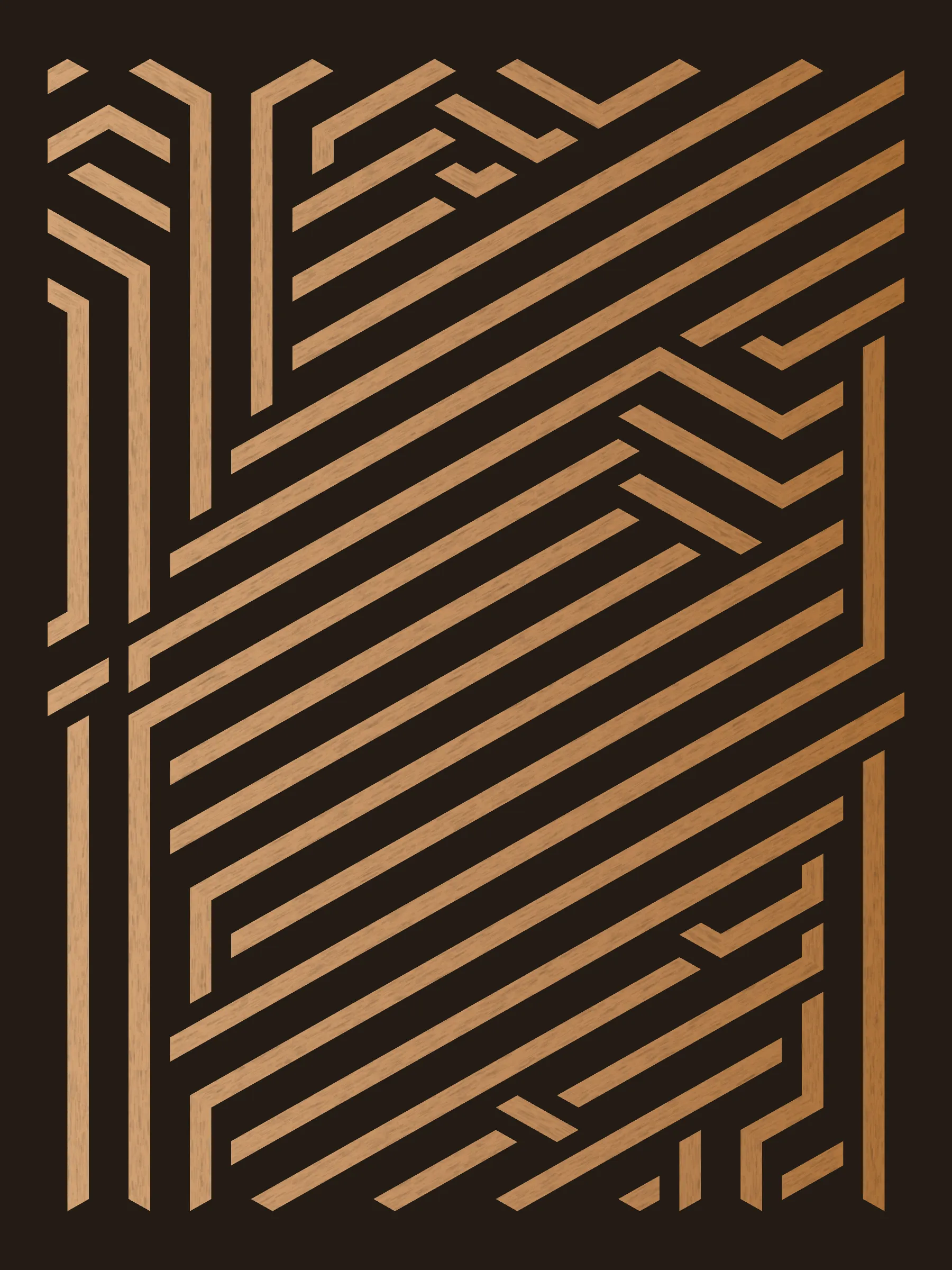 Lines are bent and shaded. There are no wrong turns. 

[Interaction in live view: press 1-7 or left/right arrow keys to see the stages of sketch construction: 1-grid, 2-divide, 3-tile, 4-bend, 5-shade, 6-color, 7-texture].