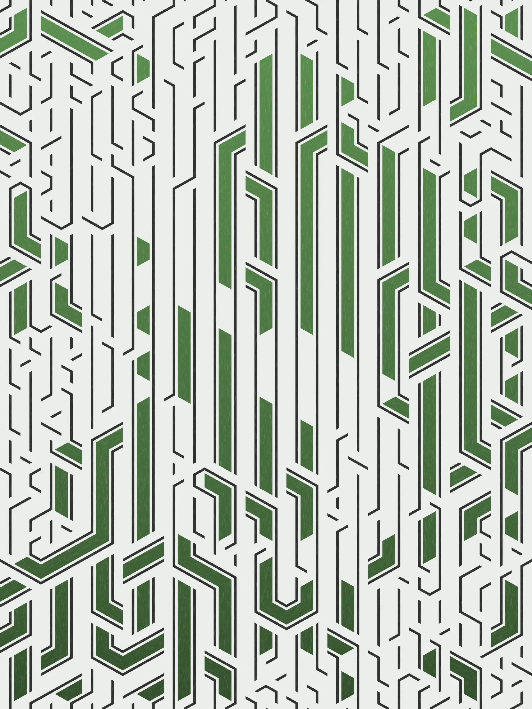 Lines are bent and shaded. There are no wrong turns. 

[Interaction in live view: press 1-7 or left/right arrow keys to see the stages of sketch construction: 1-grid, 2-divide, 3-tile, 4-bend, 5-shade, 6-color, 7-texture].