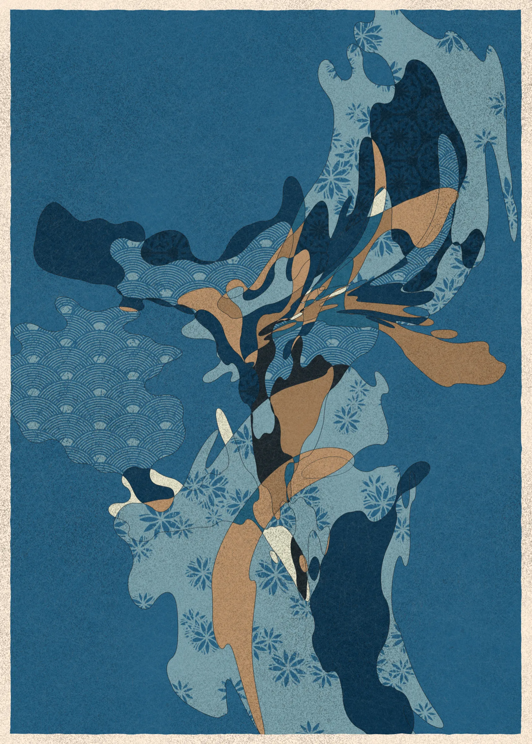 Memories of Qilin is inspired by traditional East Asian art. It channels the sense of movement and fluidity found in classical Chinese brushwork, while drawing from the colors, patterns, and forms of ukiyo-e woodblock prints. 

The series explores elements of folklore, evoking the mythological imagery of dragons, phoenixes, flowers, and mountains.  The title references a fabled chimerical beast found throughout East Asian mythology (while the qilin is its Chinese name, it is also known in Korea as the girin and Japan as the kirin) that represents prosperity and luck.

Viewers are invited to interpret elusive forms that verge on representation. As with the stories passed on through generations, each piece is imagined, organic, and ever-in-flux.