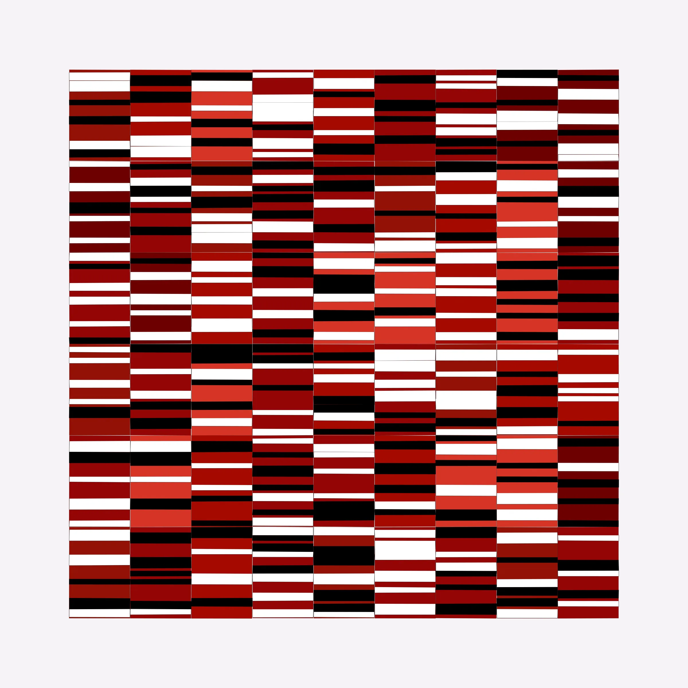 Attempts at perfection are destined to fail. This project embraces the impossibility of perfection in human execution and digitally simulates these imperfections.

In his abstract minimalist work, visual artist Wouter Kalis steers away from meaning. Horizontal black and white paper strips are placed on colored paper panels and one strip dictates the placing of the next. However, each attempt at perfection ends in failure. These mistakes have now become the signature of his work and contribute to the depth of content.

Digital representations of minimalist art can be executed to perfection but are less interesting to look at. In this project, artist Wouter Kalis and his son, software engineer Rosco Kalis, together attempt to recreate the human touch in digital art, the imperfection. 

The project displays computer-generated digital works similar to the physical works made out of paper. The colors of the digital panels are directly derived from the colors of the paper used for the physical work. The digital works can thus be reproduced using real paper. Please see the project website for details if you're interested in purchasing a handmade physical reproduction of your NFT.