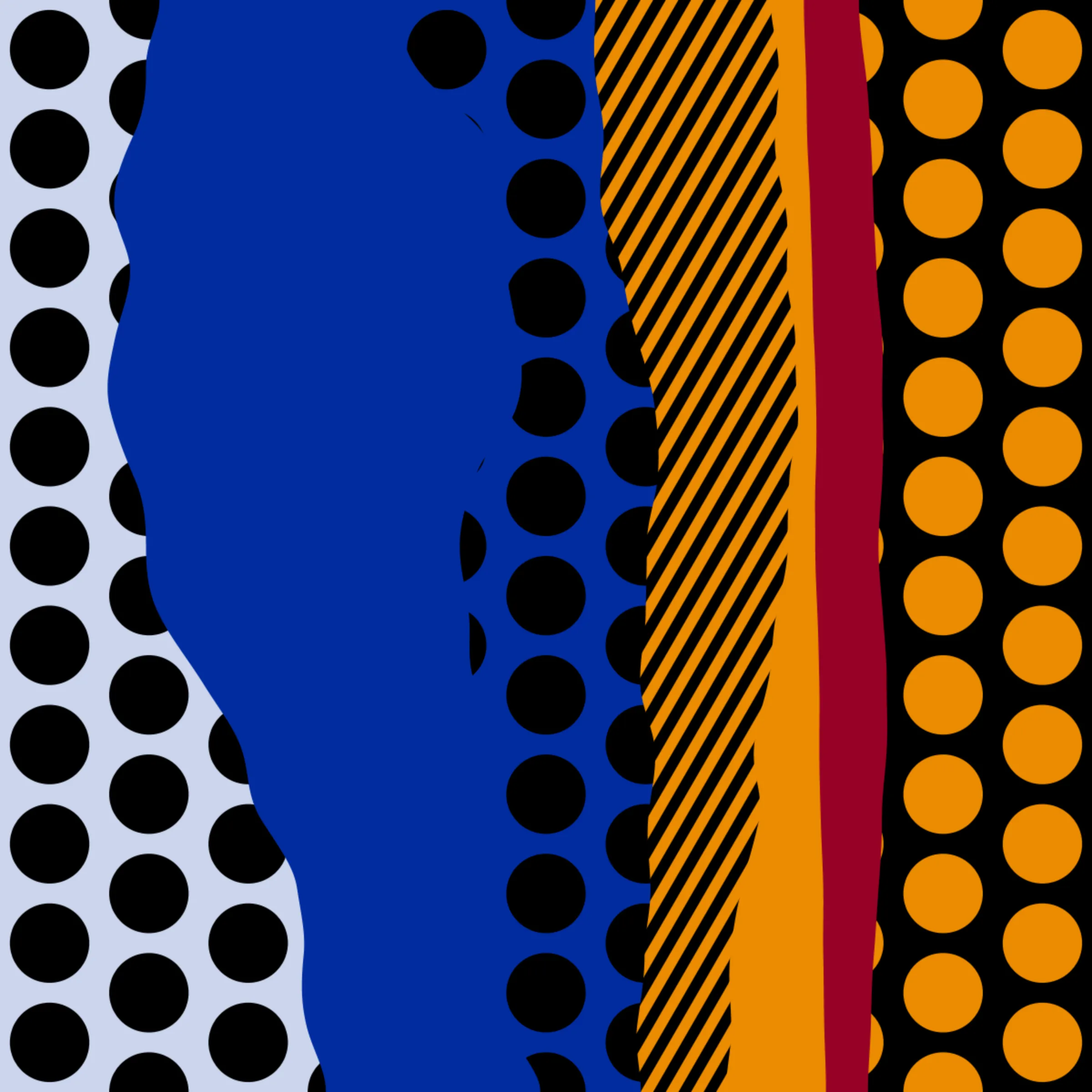 An ode to Roy Lichtenstein, incorporating his iconic version of Ben-Day dots, halftone dots, angled stripes, and solid color patches. Inspired by Roy's sea and landscape paintings, each artwork generates a unique combination of patterns, shapes, and colors.