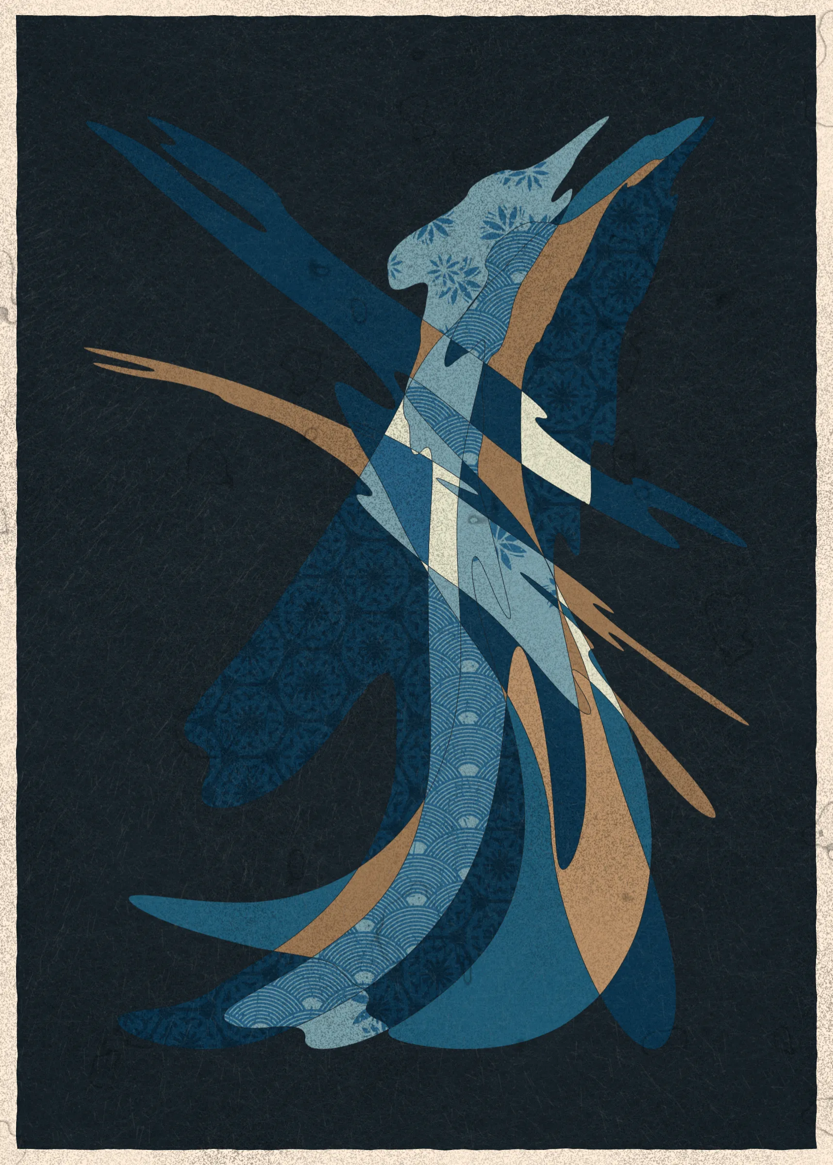 Memories of Qilin is inspired by traditional East Asian art. It channels the sense of movement and fluidity found in classical Chinese brushwork, while drawing from the colors, patterns, and forms of ukiyo-e woodblock prints. 

The series explores elements of folklore, evoking the mythological imagery of dragons, phoenixes, flowers, and mountains.  The title references a fabled chimerical beast found throughout East Asian mythology (while the qilin is its Chinese name, it is also known in Korea as the girin and Japan as the kirin) that represents prosperity and luck.

Viewers are invited to interpret elusive forms that verge on representation. As with the stories passed on through generations, each piece is imagined, organic, and ever-in-flux.