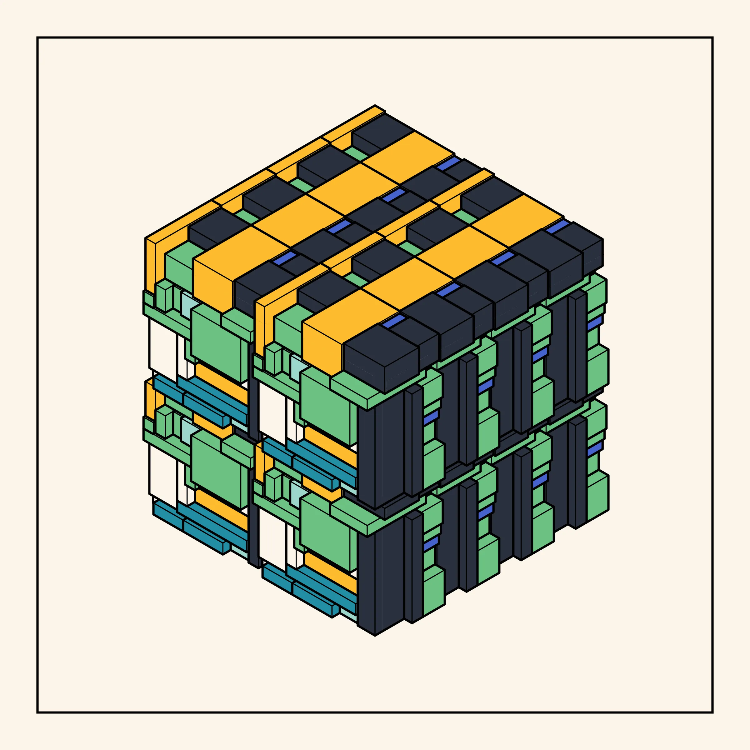 Archetype explores the use of repetition as a counterweight to unruly, random structures. As each single component look chaotic alone, the repetition brings along a sense of intentionality, ultimately resulting in a complex, yet satisfying expression.