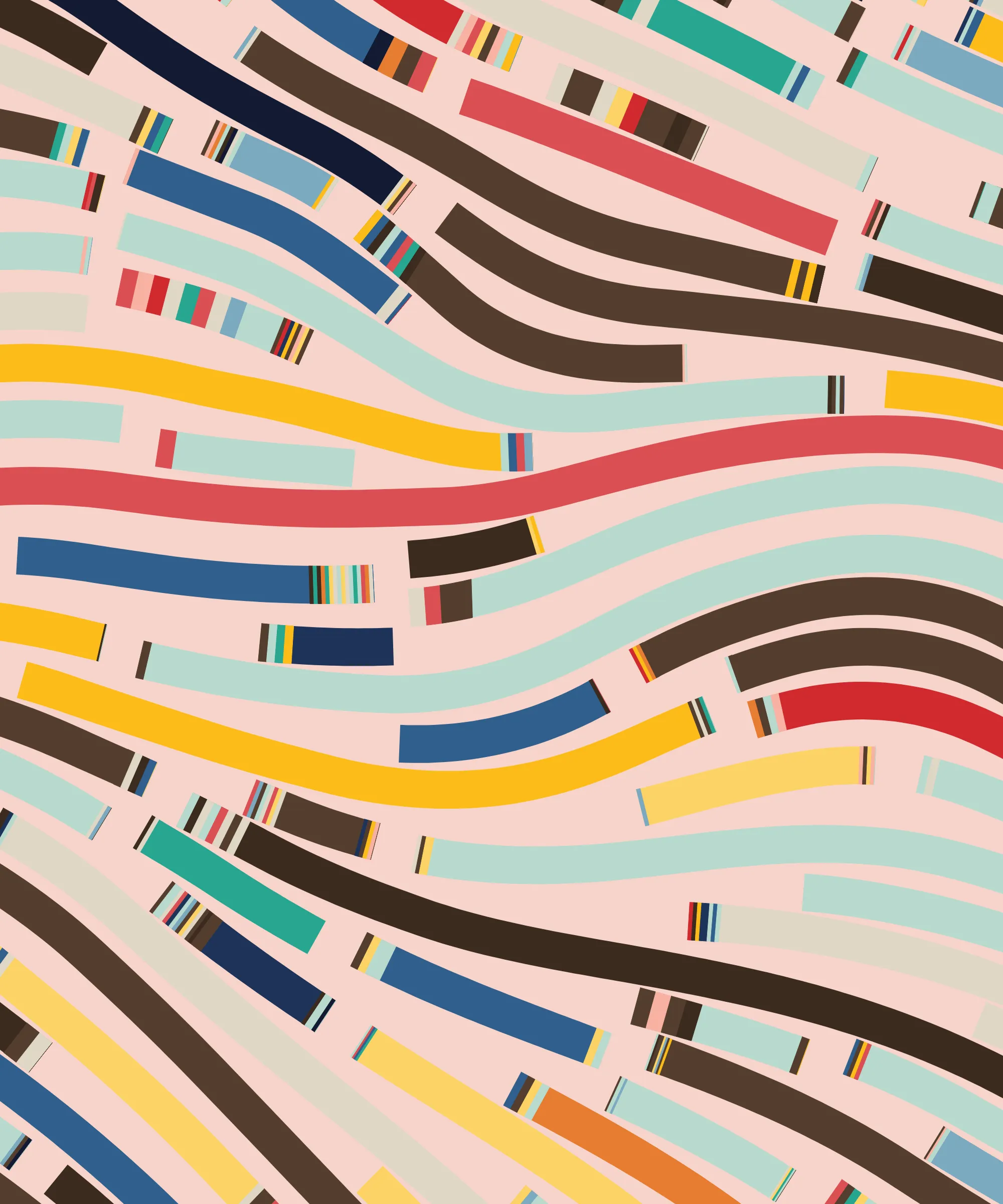 Fidenza is by far my most versatile algorithm to date. Although the program stays focused on structured curves and blocks, the varieties of scale, organization, texture, and color usage it can employ create a wide array of generative possibilities.