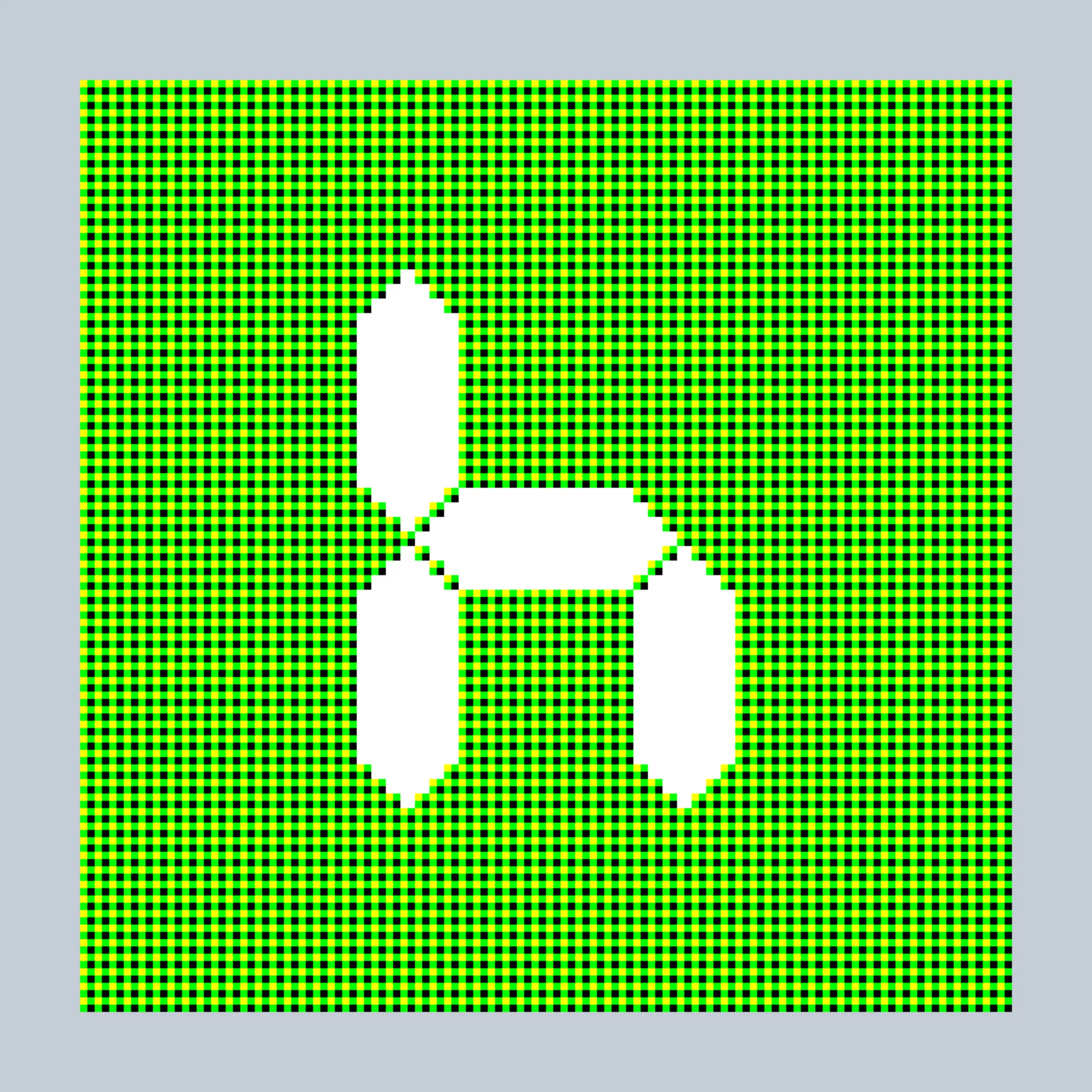 The essence of all things digital is– the bit. One or Zero. On or Off. Where digital becomes analog. This piece pays tribute to our digital legacy of 8-bit color and 7-segment LED displays– technological limitations which are mirrored in the constraints of putting art on the blockchain. Although the image represents the art, the art of the token itself is the code– which renders everything bitwise, pixel by pixel, all contained within 27-bits of information.