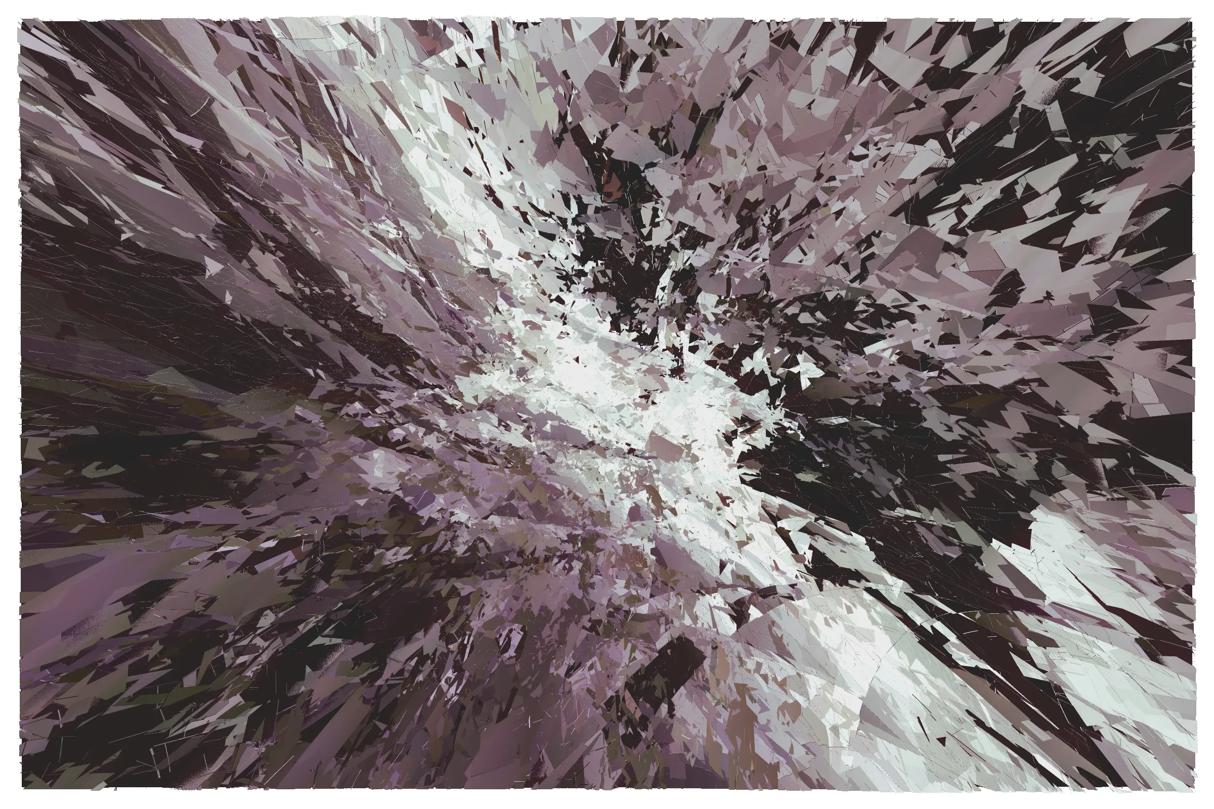 *Erratic : irregular in performance, behaviour, or attitude; inconsistent and unpredictable*

One’s harmony with the world can become severed while experiencing stress. Feeling lost or confused within a clouded mind, struggling to call upon a creative muse, defending your self-worth against creeping doubts, and projecting flashes of anger towards others. This torrent of bubbling turmoil can sustain by fixating on the moments of chaos, past, and present. Continuing to feed the storm in this way ultimately will lead to burdensome strife and a ravaged mind.

As a nascent artist working to hone my artistic abilities and establish myself within a historical art movement, I have often experienced stress along my journey. This collection captures these internal struggles as fragmented waves of colour arranged across a spectrum of relative calms, chaotic bursts, and winding paths. Each piece reflects a unique sense of uncertainty.

My intent for Erratic was to challenge myself to create a purist’s form of generative art, wherein a set of randomized values are shaped to be used directly as inputs into an instruction path that is consistent in execution and does not use branching conditionals as a means of achieving variety in composition, colour or form. By actively rejecting predetermined features in favour of shaping a domain that is acted upon consistently, I felt I could achieve occurrences of uniquely identifiable emergent design that I otherwise may not have discovered. The work begins with a euclidean coordinate space intended to render a smoothed half-torus which is then randomly mutated through progressive iterations of translations, rotations, polar reflections, slices, twists, and distortions. This pattern of operations produces a nearly infinite set, shaped only by the defined input ranges, from which each piece will be minted. Any knowledge of the instantiated values before viewing could not lead to any reasonable prediction of what will be rendered.