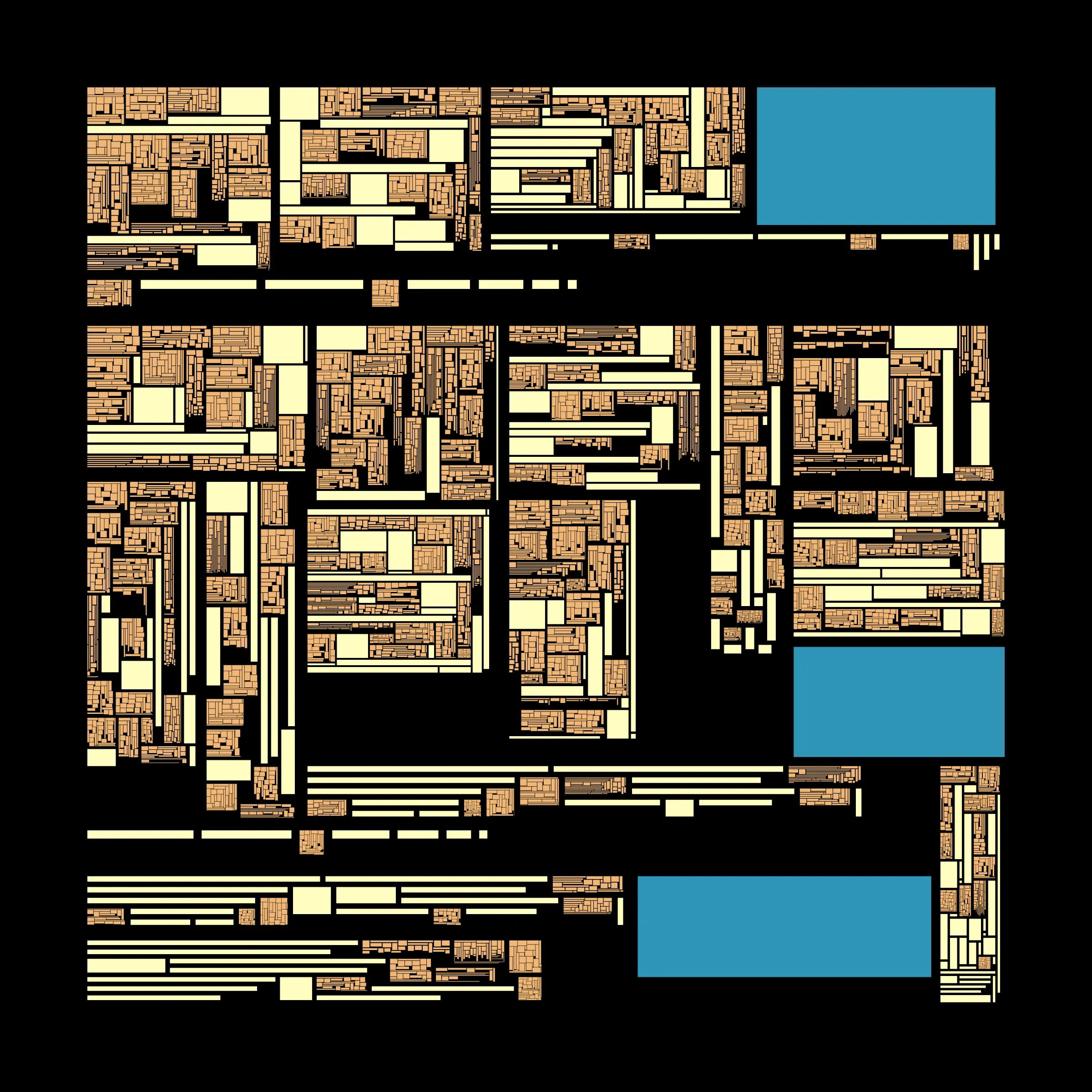 Recursion is a generative art project whose concept is recursion. Each variation starts with a block which is irregularly divided into smaller blocks, which are then divided into smaller blocks, which are then divided into smaller blocks, etc, based on a defined depth (to better visualize this concept, take a look at https://hevey.art/blog/recursion-concept). In this project, even the script is recursive! The script is able to generate a large number of variations and each of these variations is then able to generate its own variations (keeping the same properties) with a single click on the image.