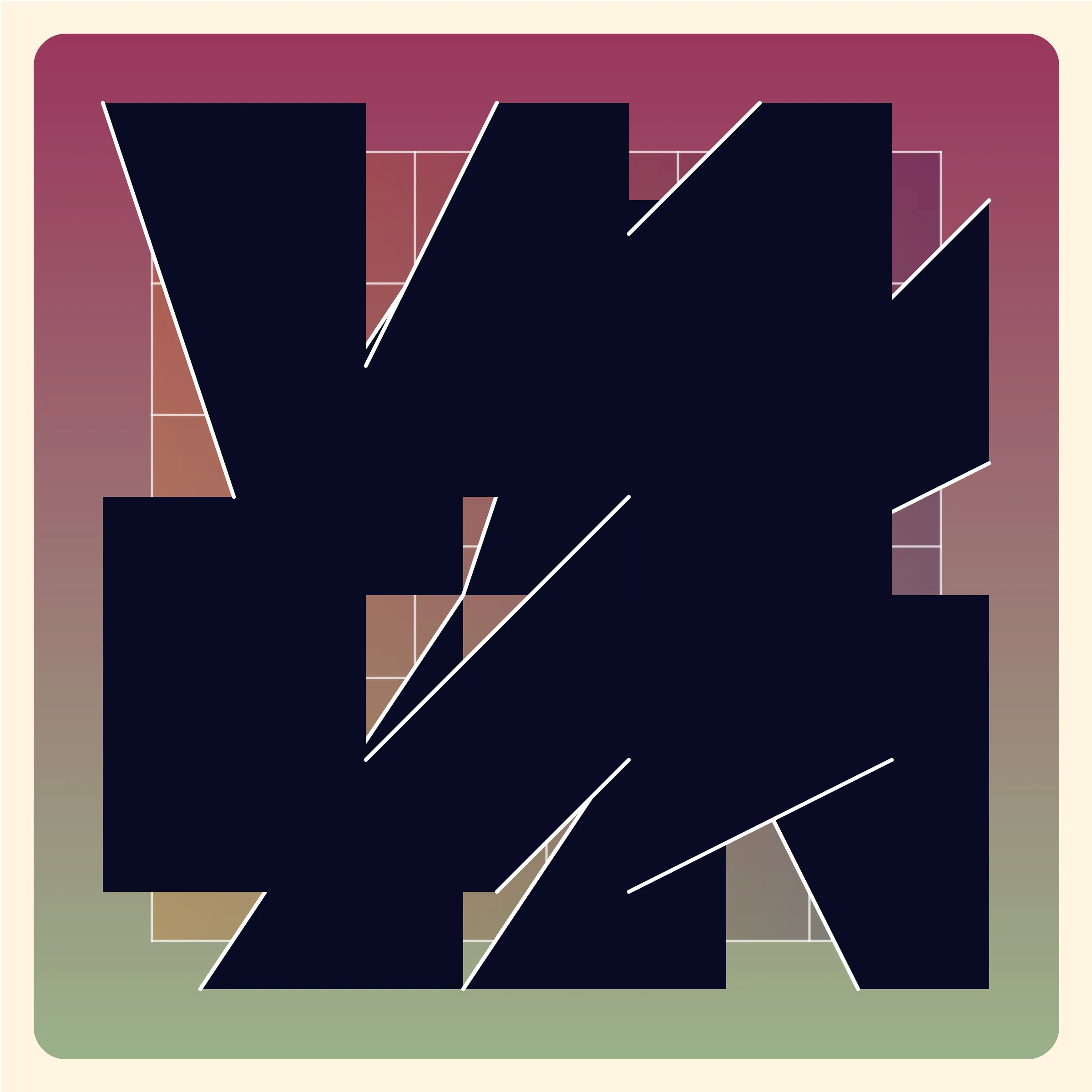 Andradite comes from the transposition of my Modo7 protocol into sculptures. Heavy brutalist shapes that come together to create dark monolithic structures half way between sculpted objects and troglodytic architecture. The name of the script comes from the andradite, a stone which crystallizes following cubic patterns and can be found in deep dark color. The gradient backgrounds create depth and mood and recall the way they showcase the stones in professional mineral photographs.