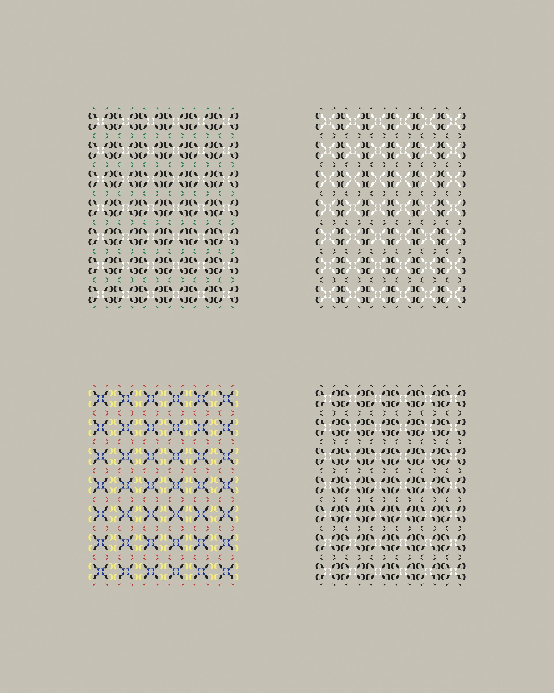 Abstract typographic elements slide together to create new characters. In some compositions, a single character is featured. In others, characters string together to form words and sentences, which the algorithm shapes into often-familiar layouts.

The type designer Gerard Unger said “it is almost impossible to look and read at the same time”. Asemica invites you to look without the burden of legibility.

Created by Emily Edelman, Dima Ofman, and Andrew Badr. Command-S to download a vector file. Live token best viewed in Chrome.
