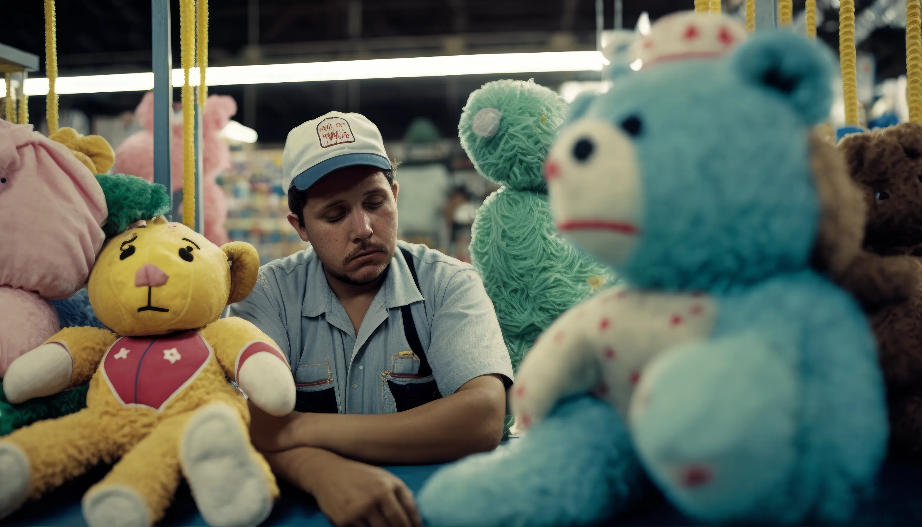 County Fair - AI Nostalgia captures the feeling of being at a Midwest country fair as a child in the 1980s, with its mix of fun and joy, weirdness and incredibility.

I intentionally kept post-prompt editing to a minimum to allow the strangeness and quirks of AI to come through, providing a historical look at what MidJourney was like during this particular time with these specific circumstances.

At the county fair, children often saw things that were nearly unbelievable, so the weirdness and wonder that shows up in these pieces strangely matches my childhood perception.

Midjourney V4  
Topaz upscale for size  
3136 x 1792 pixels

Pop Punk