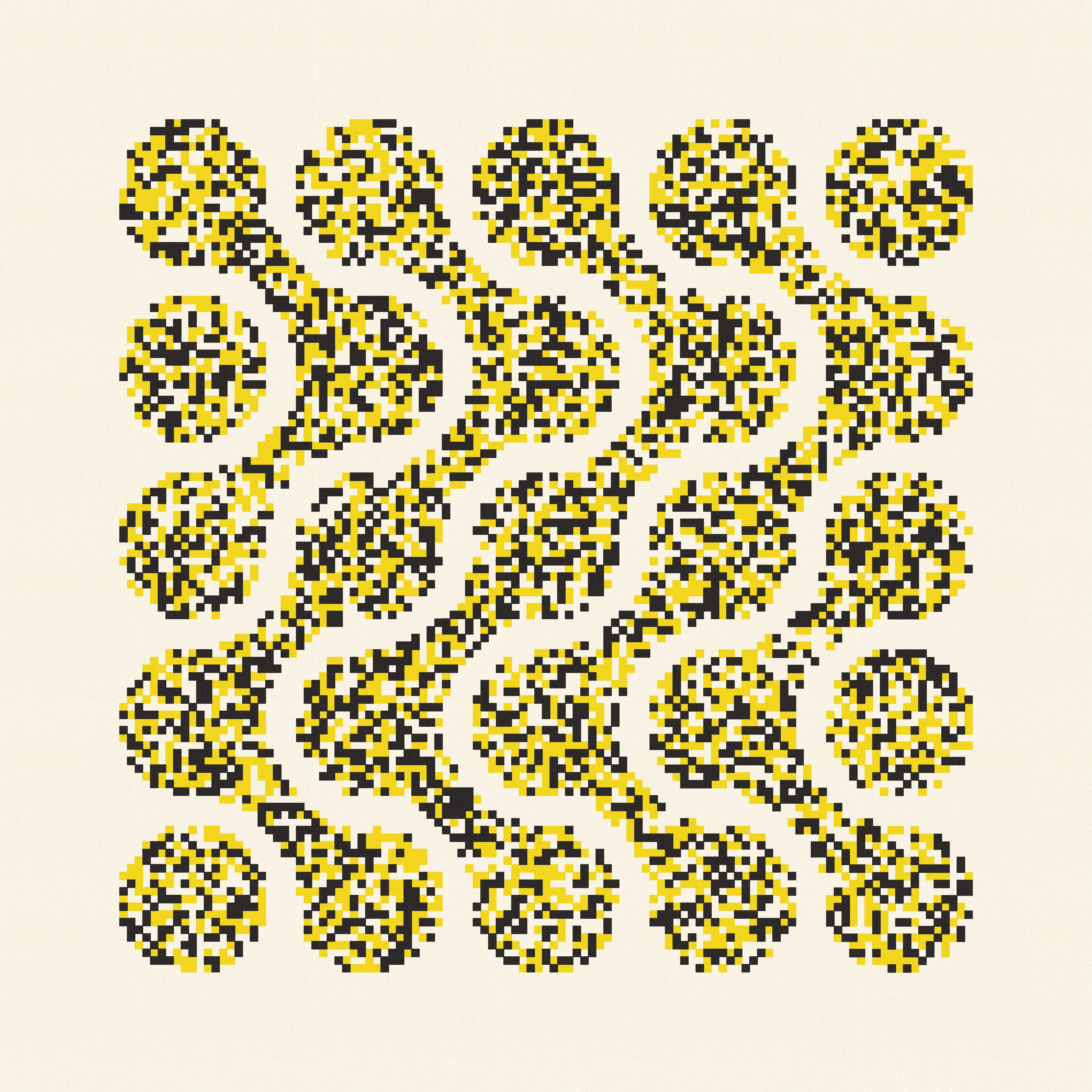 Invocation 01 - Sigil 06

Generative | Flexible Algorithm
JS | SVG | JPG | Ink on paper

As a designer, we are trained to master our tools, taking control over our relationship with technology.

Generative methods and random variables introduced into the design process tends to replace mastery with dialogue. This series depicts the outcomes of that dialogue.

Digital: 4000x 4000h px | High Resolution JPG.

Plot: On request you will receive a 420mm x 420mm plot of this artwork (1 of 1).
Generative art using JS.