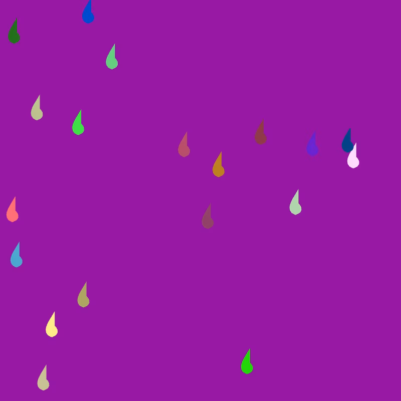 19 Carbon RainDrops on a purple canvas.