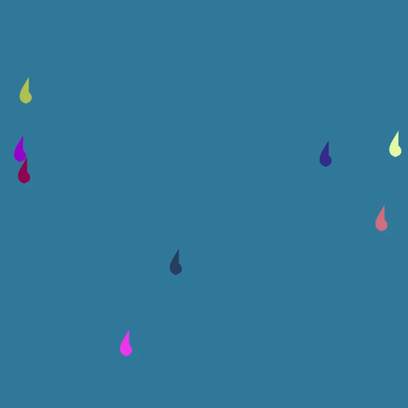8 Carbon RainDrops on a blue canvas.