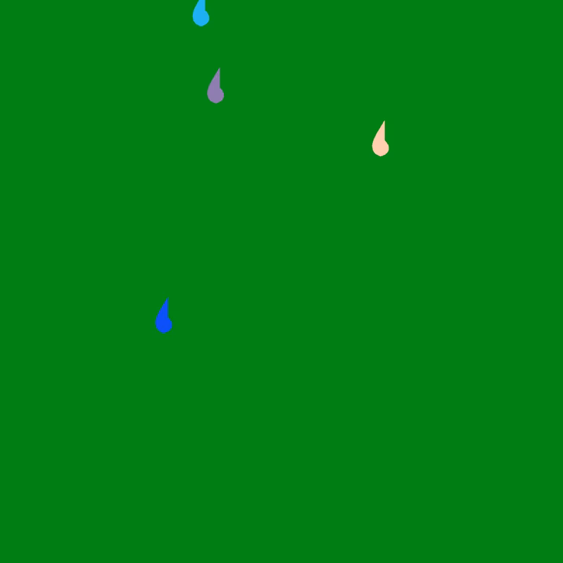 4 Carbon RainDrops on a green canvas.