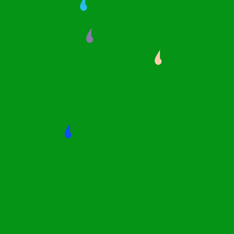 4 Carbon RainDrops on a green canvas.