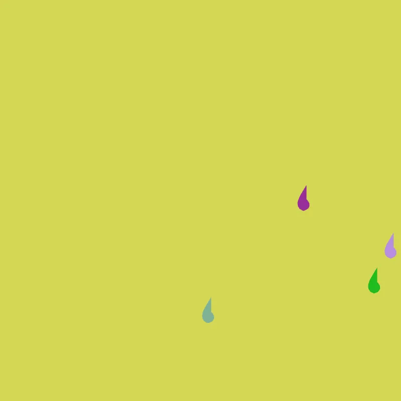 4 Carbon RainDrops on a yellow canvas.