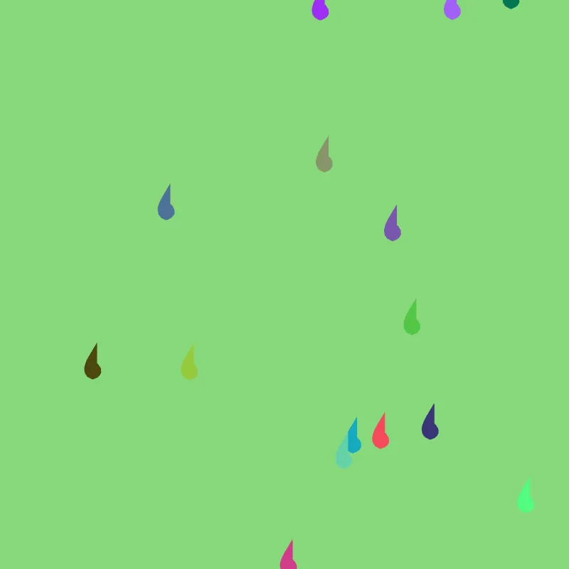 15 Carbon RainDrops on a green canvas.
