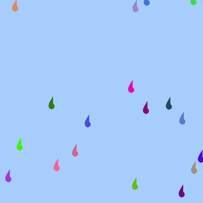 18 Carbon RainDrops on a blue canvas.