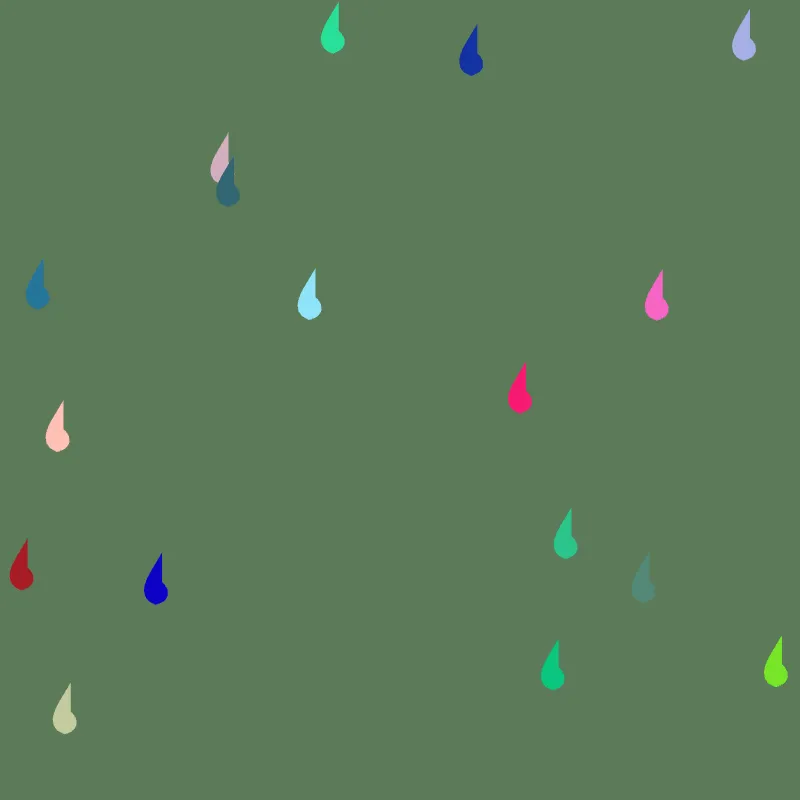 17 Carbon RainDrops on a green canvas.