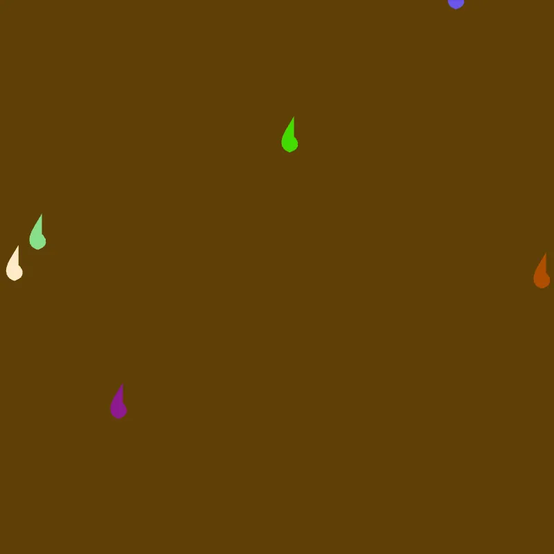 6 Carbon RainDrops on a brown canvas.