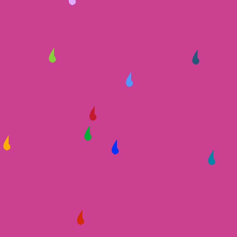 10 Carbon RainDrops on a pink canvas.