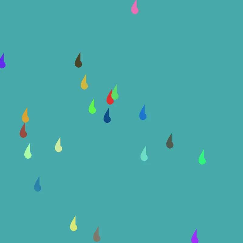 20 Carbon RainDrops on a teal canvas.