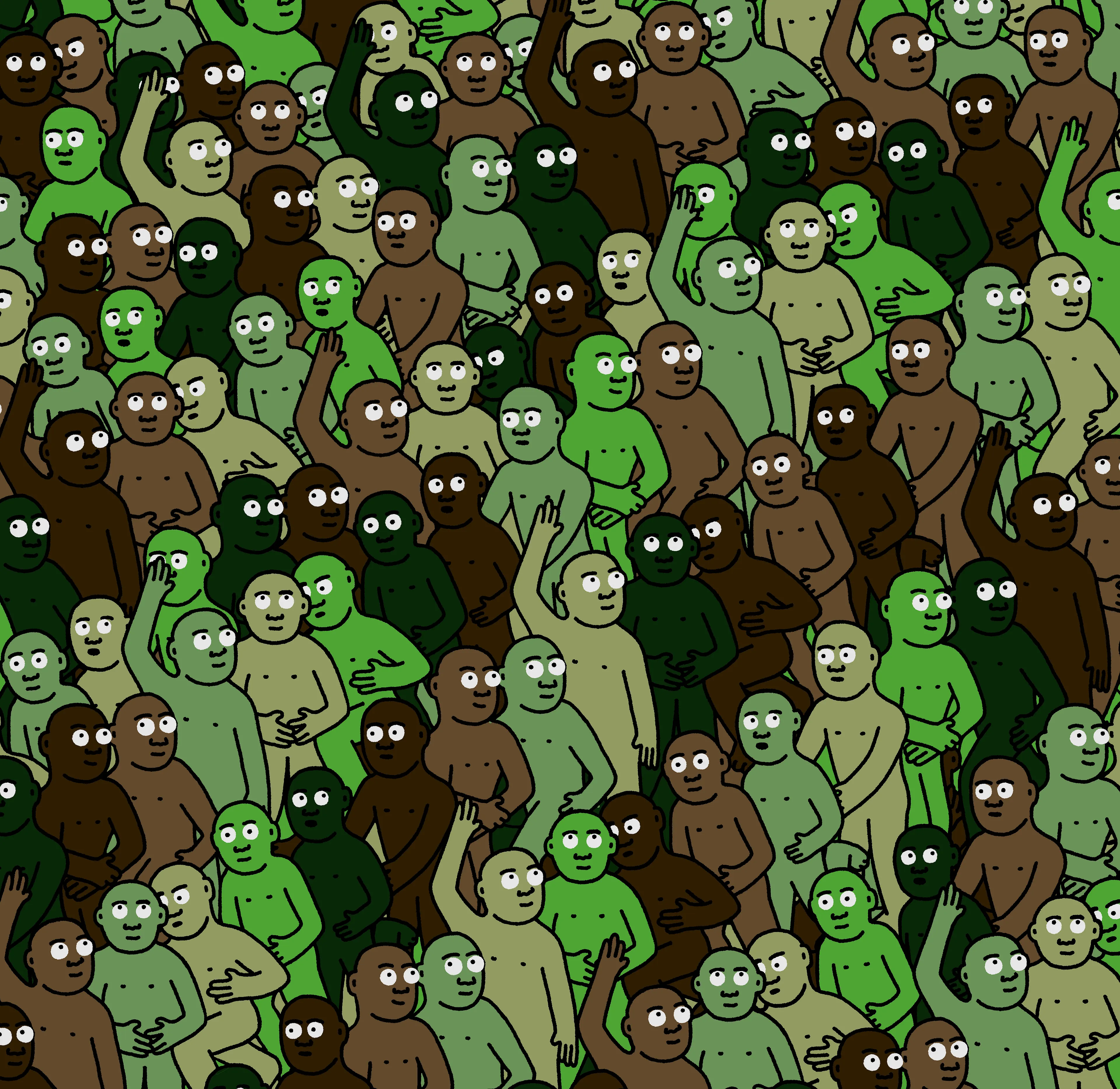 "Crowd" is an infinite-supply generative art collection by Creature World, composing Creatures of every color into endless unique combinations, created over the course of only 24 hours