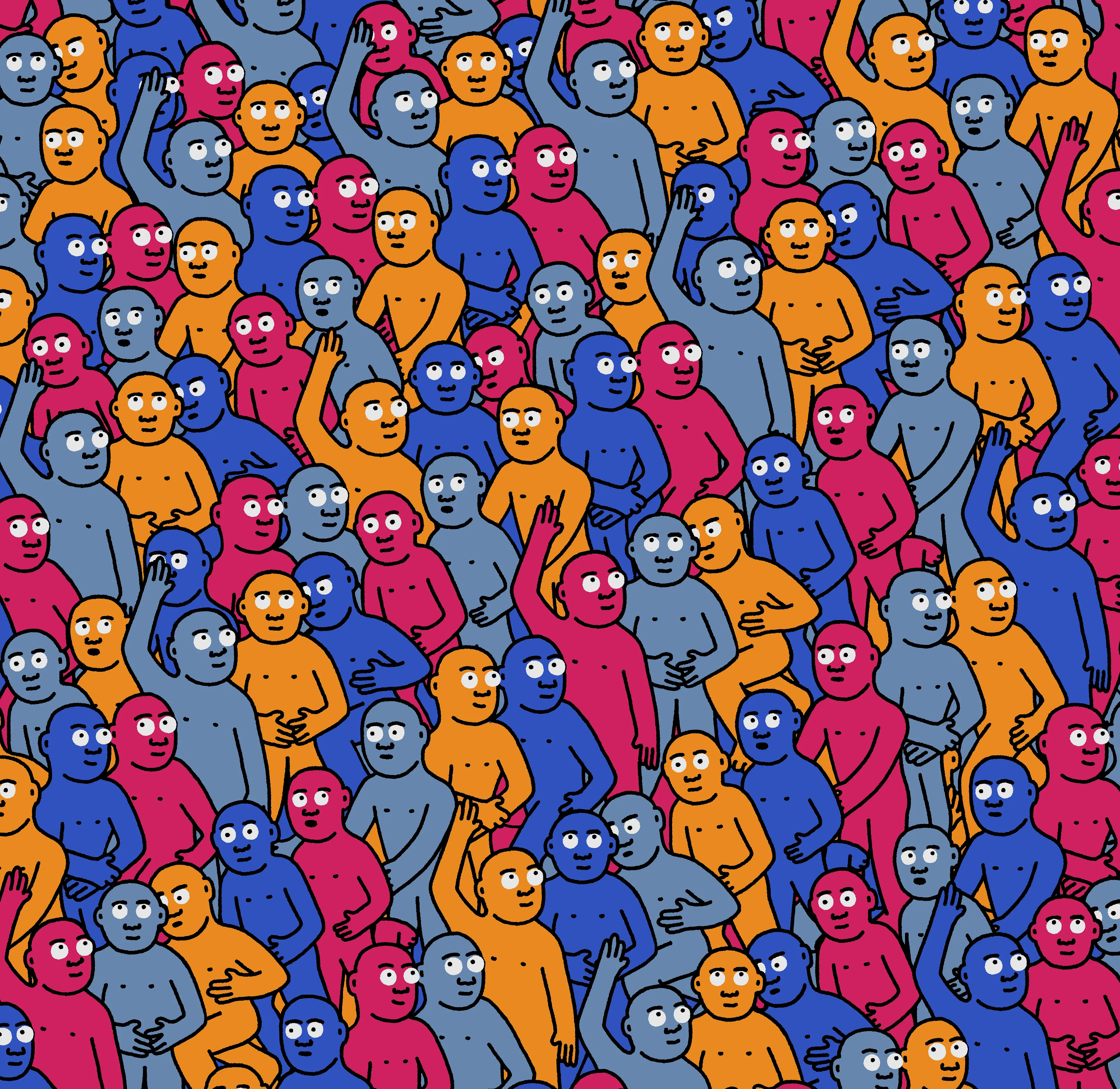 "Crowd" is an infinite-supply generative art collection by Creature World, composing Creatures of every color into endless unique combinations, created over the course of only 24 hours