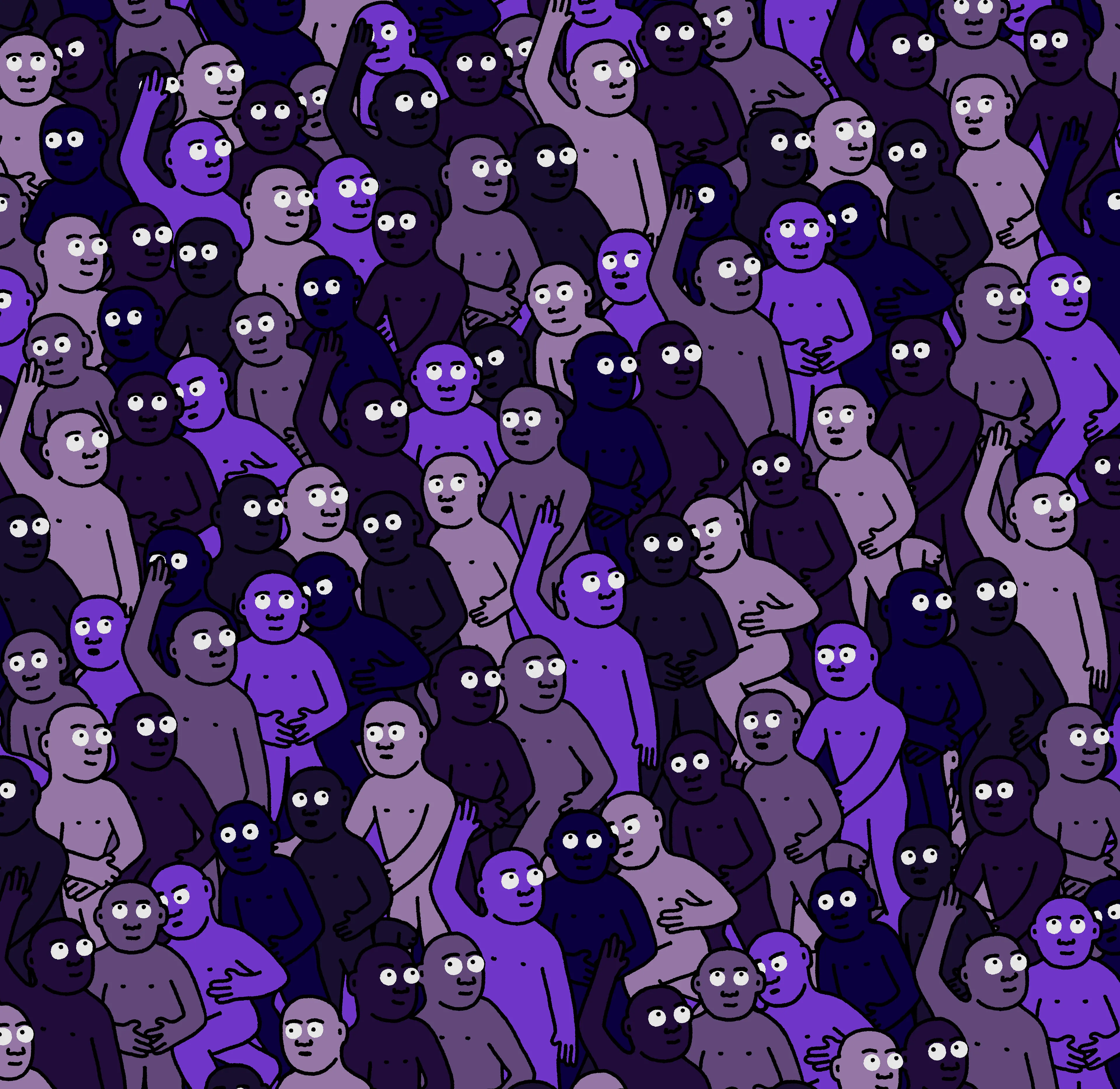 "Crowd" is an infinite-supply generative art collection by Creature World, composing Creatures of every color into endless unique combinations, created over the course of only 24 hours