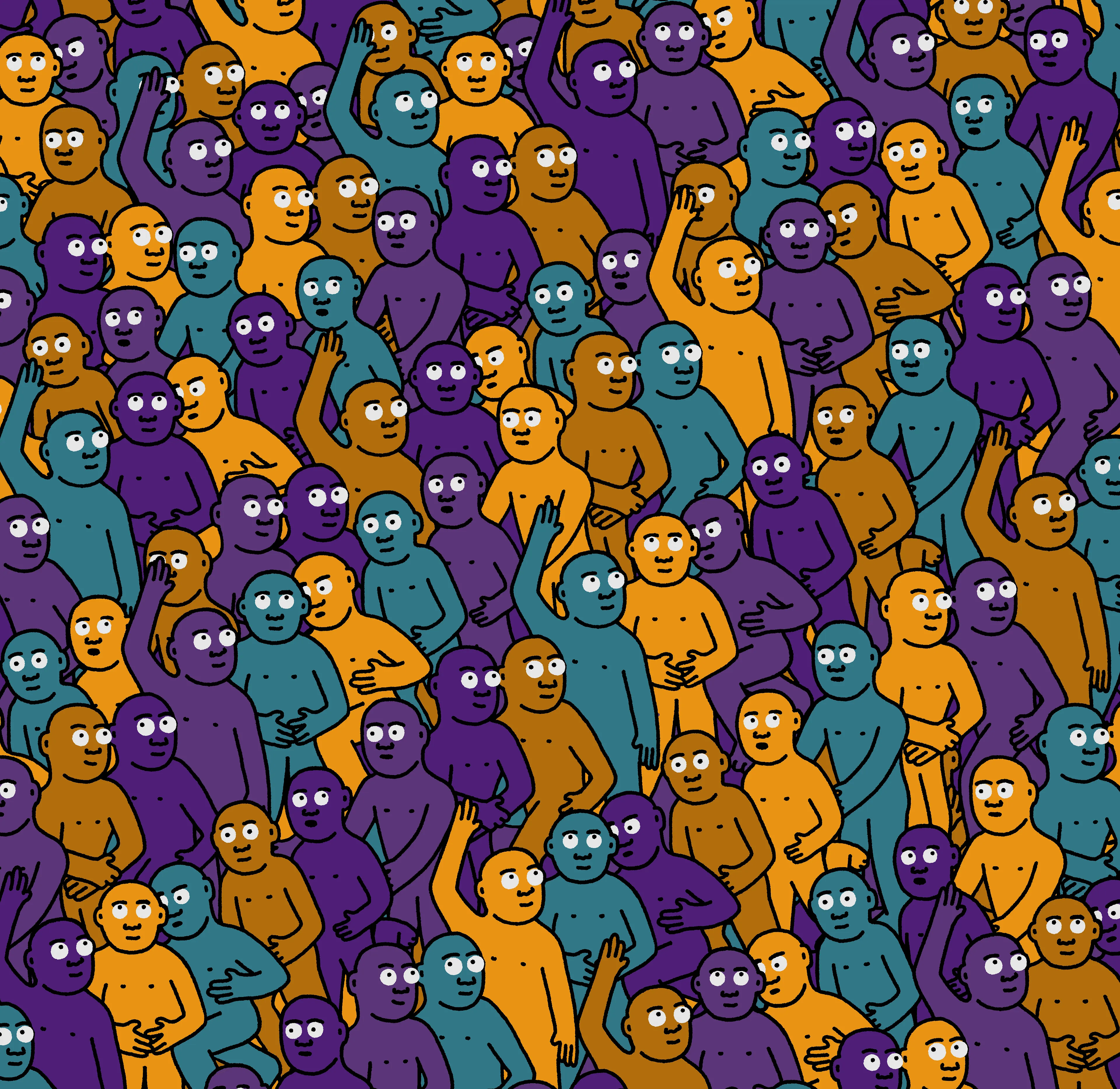 "Crowd" is an infinite-supply generative art collection by Creature World, composing Creatures of every color into endless unique combinations, created over the course of only 24 hours