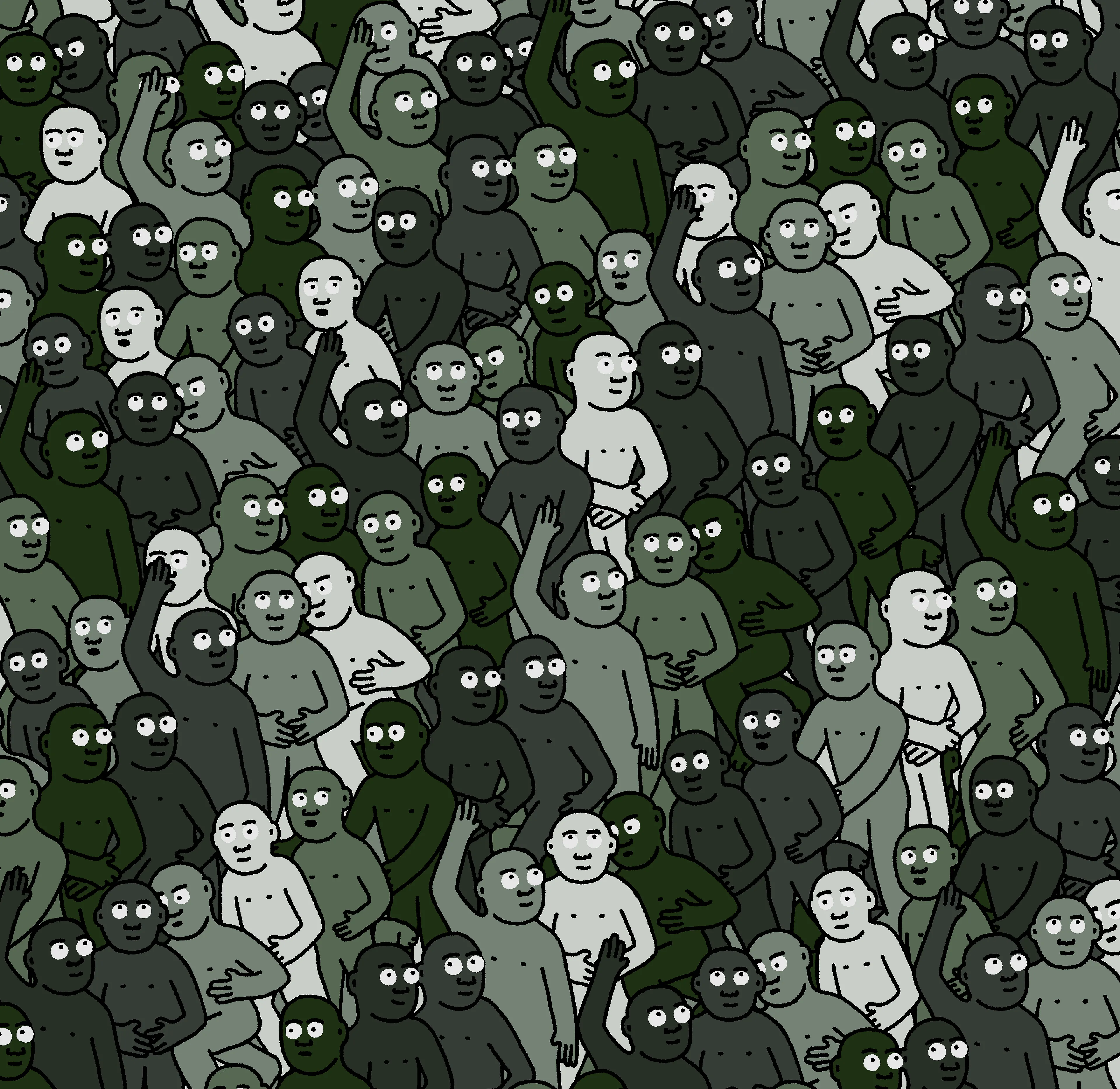 "Crowd" is an infinite-supply generative art collection by Creature World, composing Creatures of every color into endless unique combinations, created over the course of only 24 hours