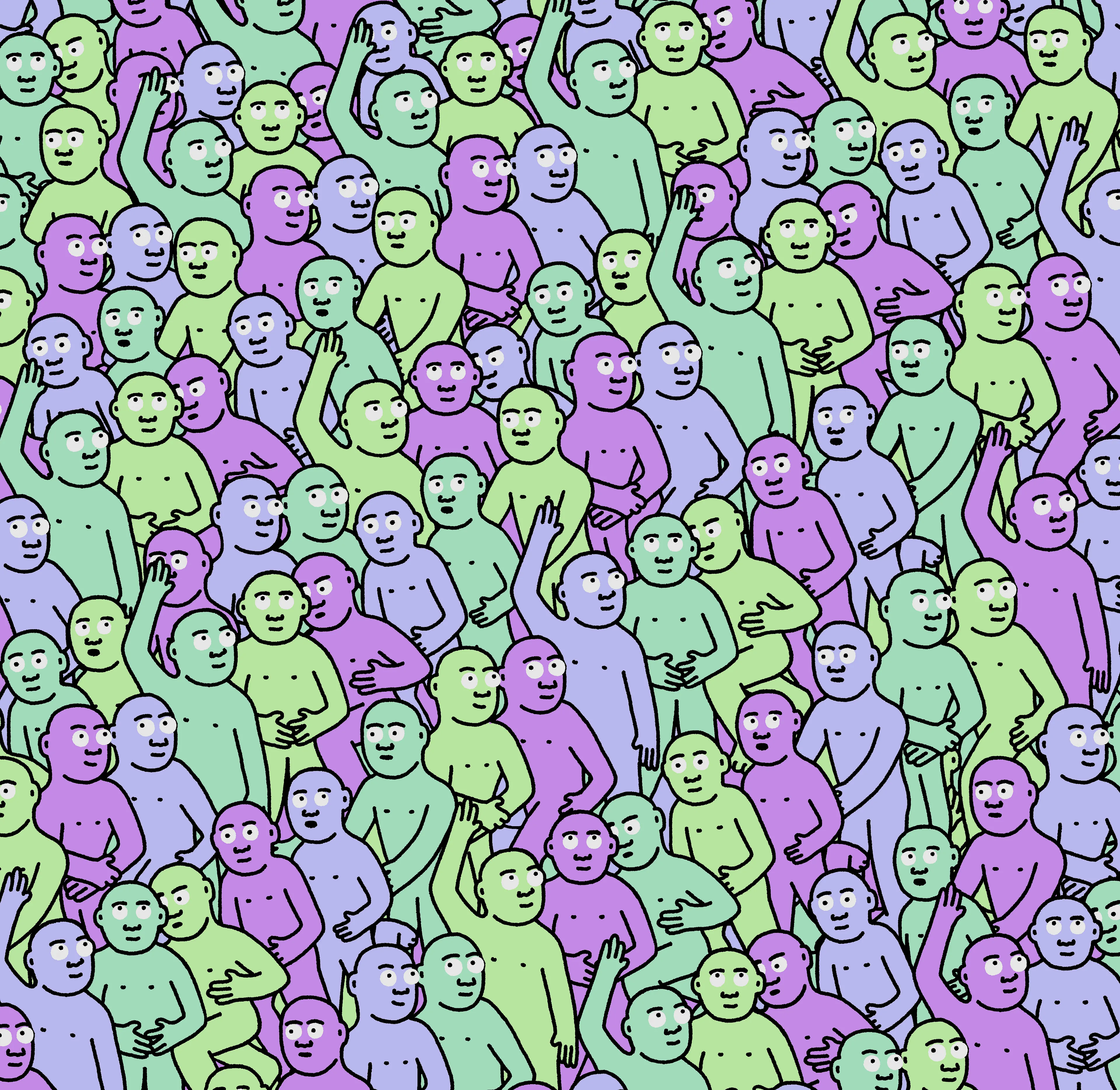 "Crowd" is an infinite-supply generative art collection by Creature World, composing Creatures of every color into endless unique combinations, created over the course of only 24 hours