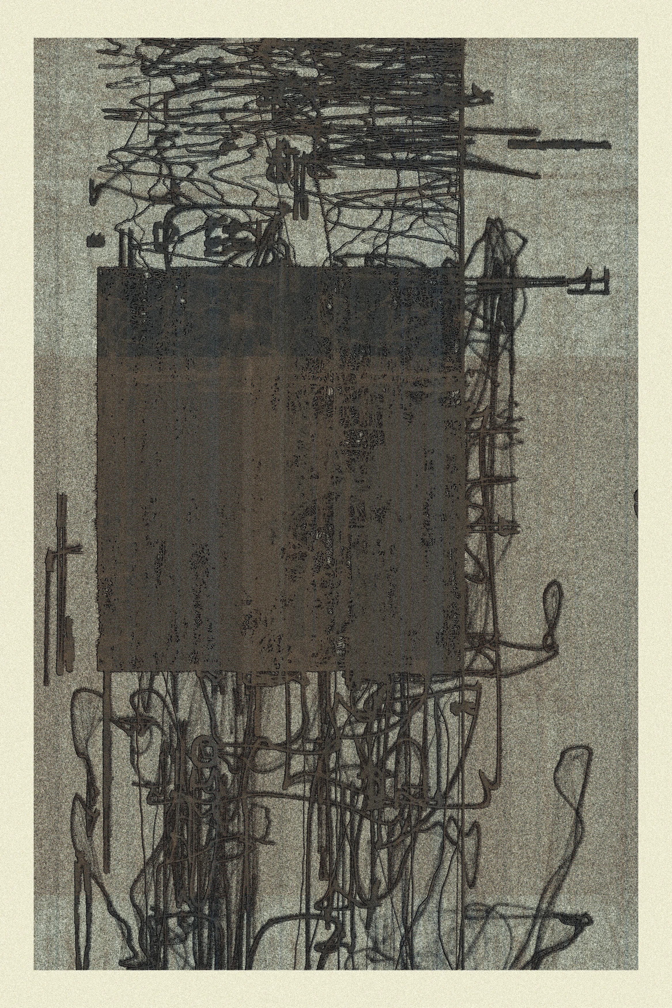 INK speaks to the bold insistence on leaving a trace, a mark that knows it will fade, yet persists. A poetic contradiction lies in each stroke: the pursuit of permanence in a world destined to vanish.

Whether in blue or black, in pencil or rust, each line reflects fragments of human experience – perhaps  figures, animals, or letters – yet none of it is real; it is only experiences, biases, dreams, and demons. Rather than rely on the slow decay of ink, paper, or perhaps one day pixels, we lean on what is within our control: memory, boundless, infinite, and ours alone.

In this quiet persistence, we find our redemption—an echo of those who remain and those who have already gone. INK is a profoundly personal project. As Velitchkova says "Life doesn’t give us what we desire without first demanding something in return". INK is Velitchkova's answer to a year filled with hard lessons, hopes, and losses. Built upon these experiences, each line structure tells its own story, echoing to a song by Travis—a band that knows the artist's steps better than most.

This series traces the history of inks through algorithmic iterations. Each one is reimagined as both a medium and metaphor. Iron gall ink, used in medieval Europe, ironically corroded the manuscripts it aimed to preserve. Blue ink, made practical by the 20th-century ballpoint, serves the demands of modern life. Black ink, from ancient Egypt and China, symbolizes permanence in official records and last words. White ink, an accent in manuscripts and art, was never meant for the mundane. It exists to illuminate, to contrast, used sparingly for highlights on dark surfaces.

INK draws from the simplicity of Picasso’s single-line figures, Chillida’s sculptural weight, Kline’s expressive brushwork, and Basquiat’s chaotic yet precise gestures. Yet it seeks neither homage nor critique, it merely stands as a mirror, reflecting our insistent need to matter. 
