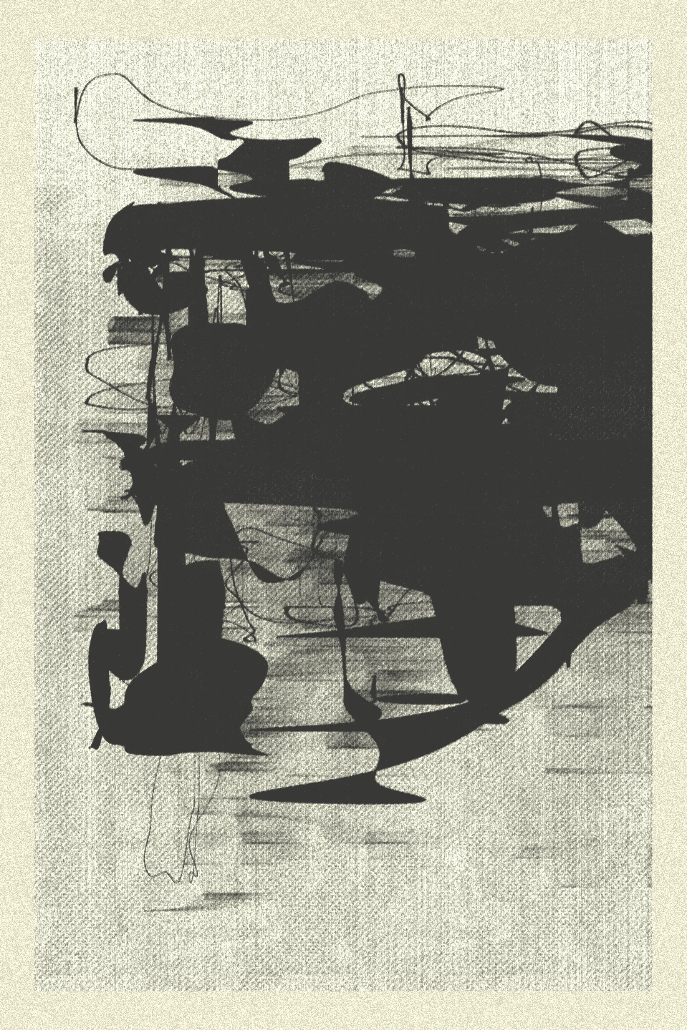 INK speaks to the bold insistence on leaving a trace, a mark that knows it will fade, yet persists. A poetic contradiction lies in each stroke: the pursuit of permanence in a world destined to vanish.

Whether in blue or black, in pencil or rust, each line reflects fragments of human experience – perhaps  figures, animals, or letters – yet none of it is real; it is only experiences, biases, dreams, and demons. Rather than rely on the slow decay of ink, paper, or perhaps one day pixels, we lean on what is within our control: memory, boundless, infinite, and ours alone.

In this quiet persistence, we find our redemption—an echo of those who remain and those who have already gone. INK is a profoundly personal project. As Velitchkova says "Life doesn’t give us what we desire without first demanding something in return". INK is Velitchkova's answer to a year filled with hard lessons, hopes, and losses. Built upon these experiences, each line structure tells its own story, echoing to a song by Travis—a band that knows the artist's steps better than most.

This series traces the history of inks through algorithmic iterations. Each one is reimagined as both a medium and metaphor. Iron gall ink, used in medieval Europe, ironically corroded the manuscripts it aimed to preserve. Blue ink, made practical by the 20th-century ballpoint, serves the demands of modern life. Black ink, from ancient Egypt and China, symbolizes permanence in official records and last words. White ink, an accent in manuscripts and art, was never meant for the mundane. It exists to illuminate, to contrast, used sparingly for highlights on dark surfaces.

INK draws from the simplicity of Picasso’s single-line figures, Chillida’s sculptural weight, Kline’s expressive brushwork, and Basquiat’s chaotic yet precise gestures. Yet it seeks neither homage nor critique, it merely stands as a mirror, reflecting our insistent need to matter. 
