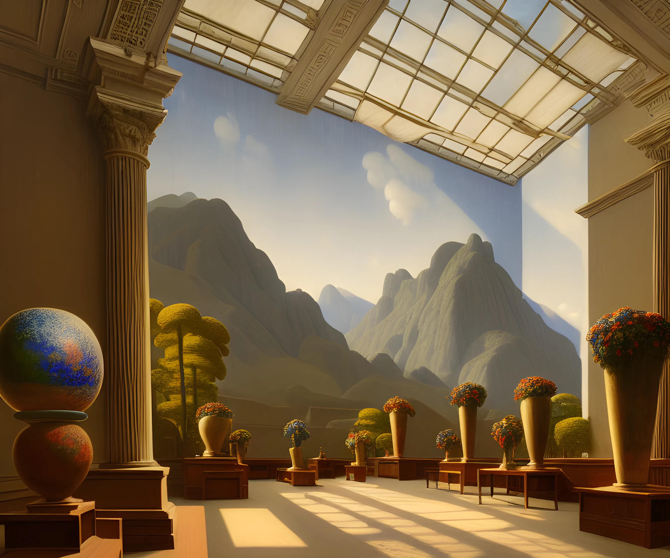 This piece represents a small mountain range inside a museum. Through this piece, I depict how nature is currently suffering because of human activity. In the future, will Nature be so ravaged by pollution and deforestation that the only way to enjoy it would be through a preserved slice, in an indoor museum ?