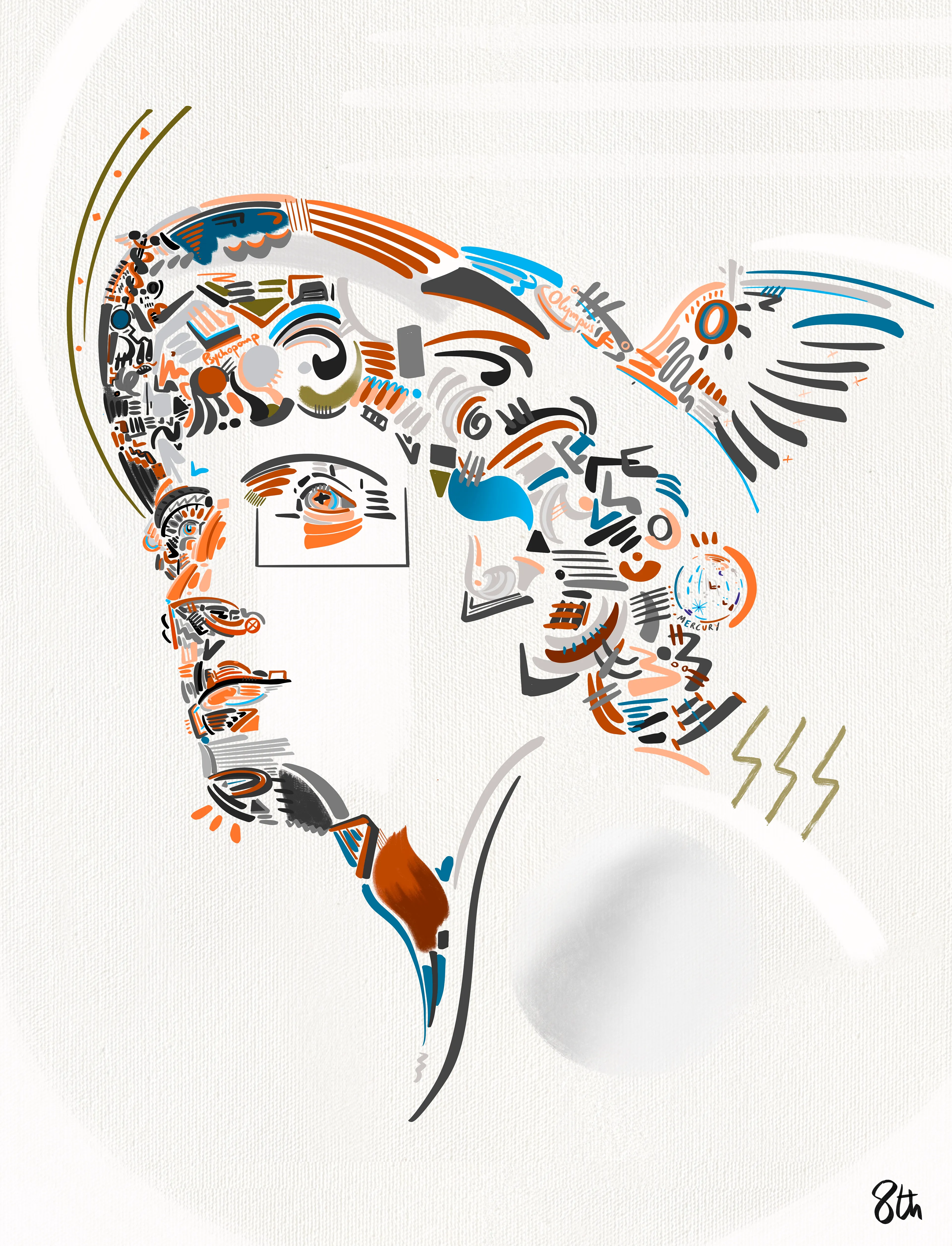 Digital drawing
5000 x 6400 px 
2022

Representation of an Olympian deity in Greek Mythology , Hermes , messenger of the Gods.