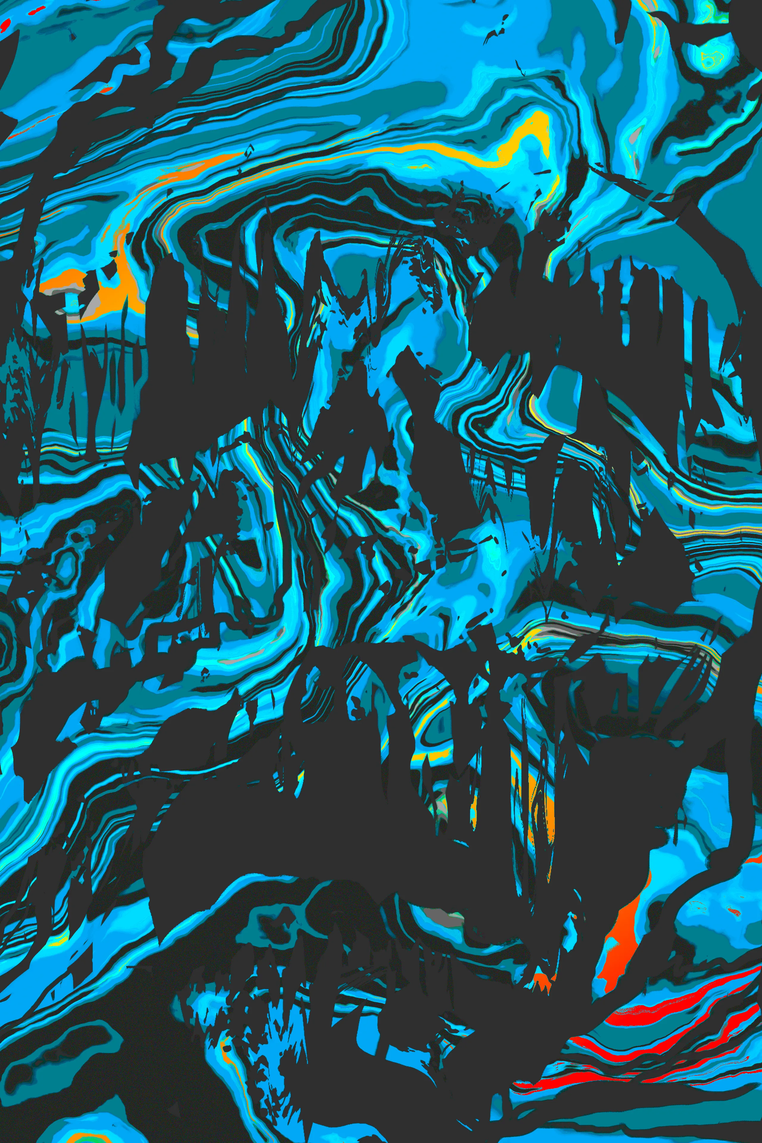 Some digital marks I made on top of these recent generative experimentations, where through some coding, I'm trying to get a sort of a digital fluid painting resembling those old marbled papers I used to love behind covers of old books. A different approach to my Marble Marvels. 
Let's embrace our mistakes and those things we cannot control. Let's be Human.