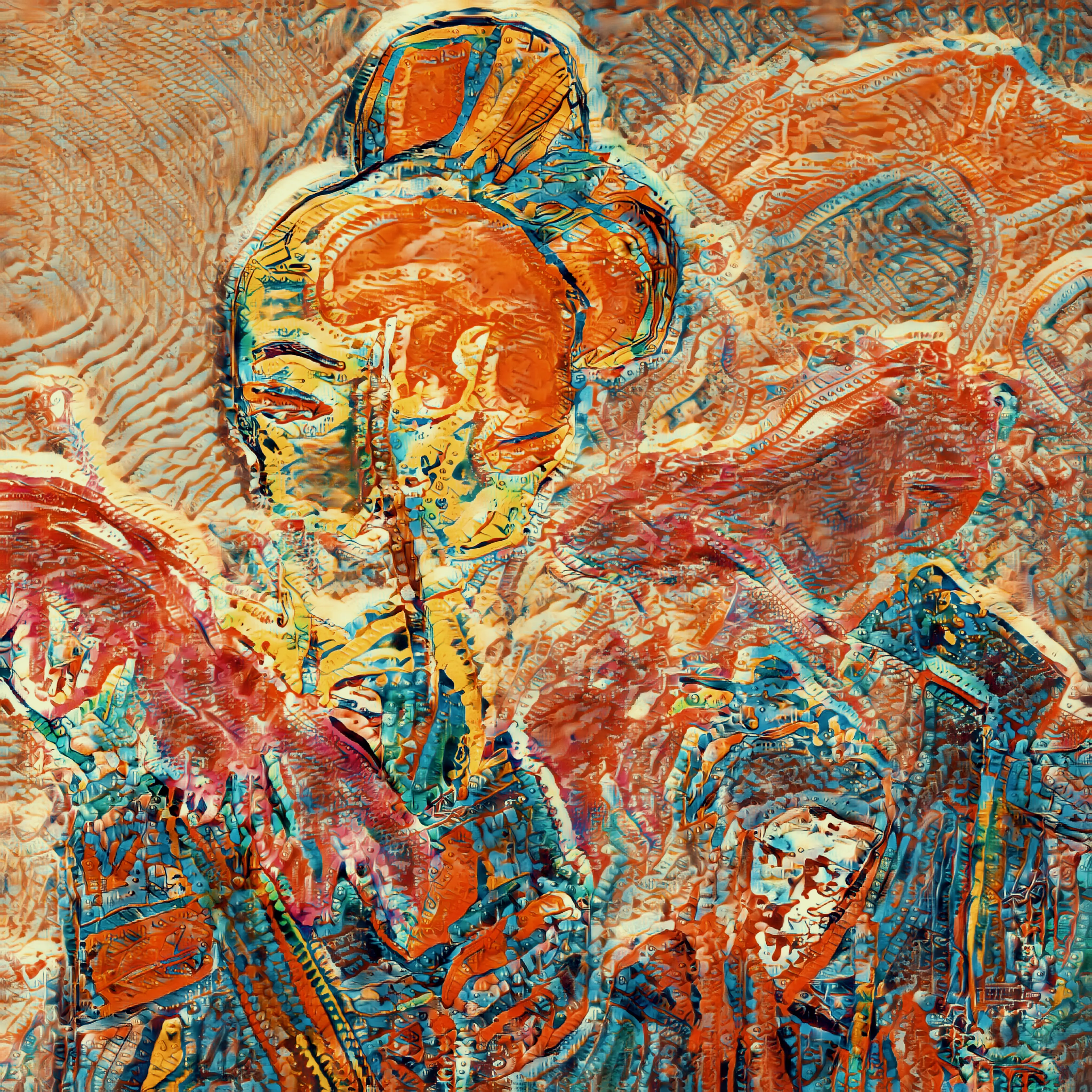 "Down the rabbit hole" series

This artwork is created from generative art created from my text prompt that I turned into digital art by using a unique technique I developed. The painterly qualities are achieved by my special AI filter that is not recreatable by anyone else. My generative work blends together machine learning and fine art, resulting in artworks best described as AI generated expressionism.

4000x4000