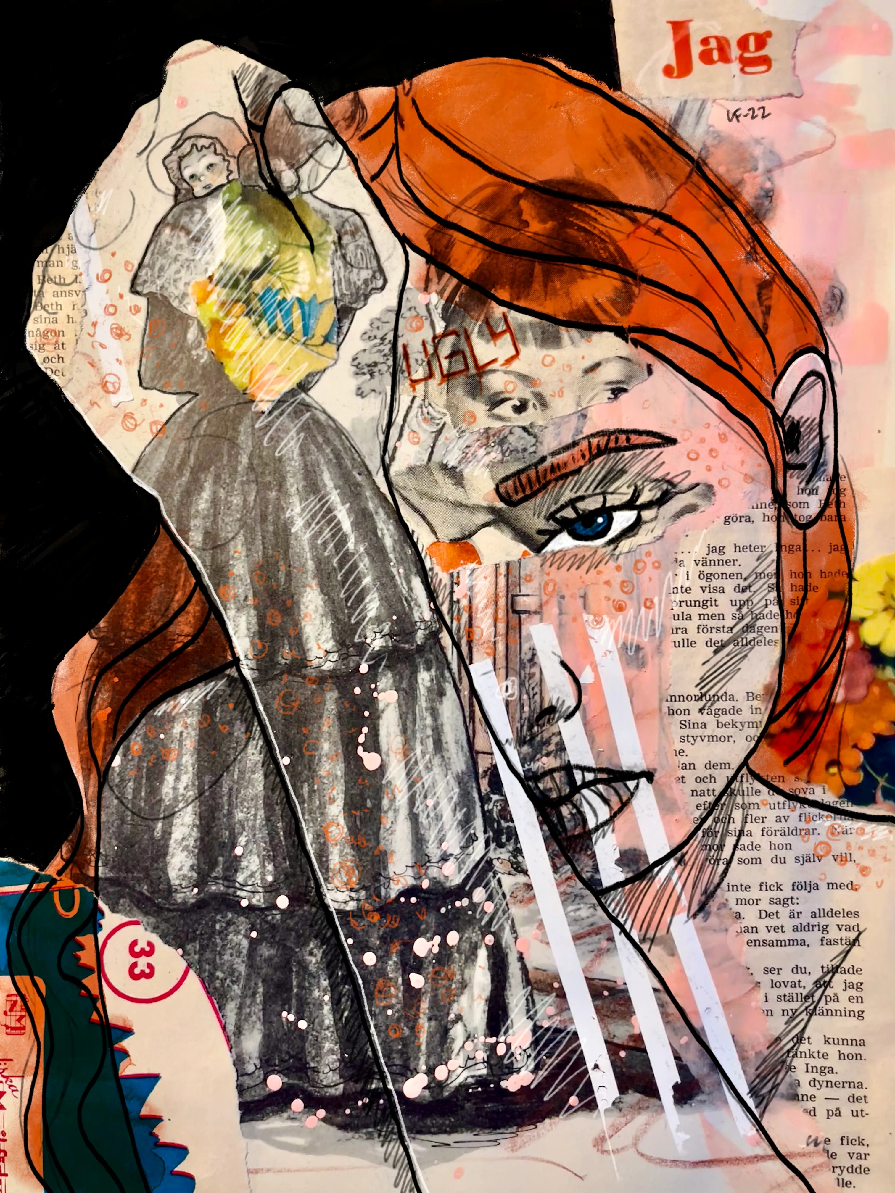 I did cut this into my forehead as a weird echo of all the times I was told I was ugly as a child. I tried to silence it, reclaim it, by showing the world that I had accepted it.

Read more about my process and the collection here: https://lisafogarty.se/tw