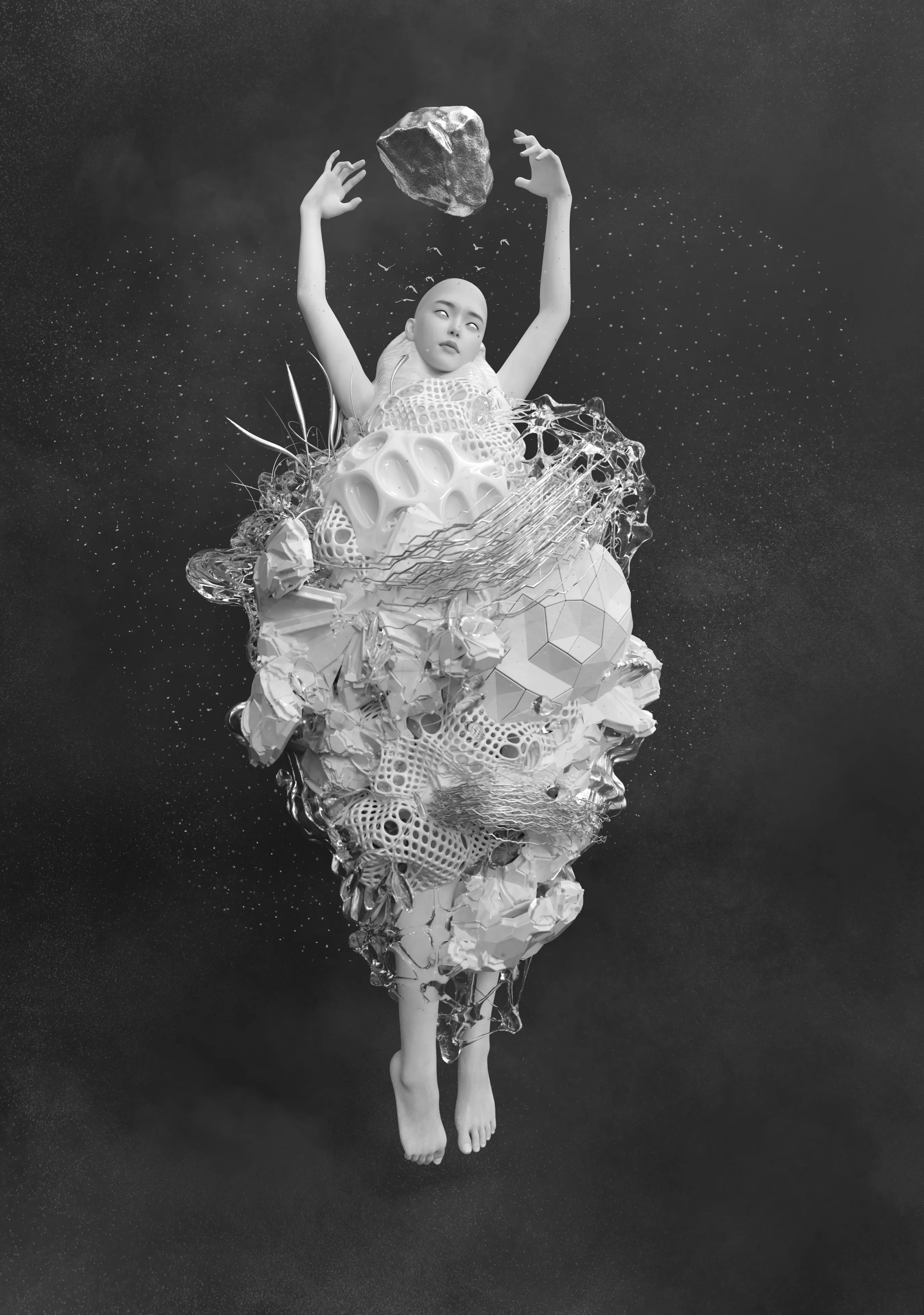 Monochrome abstract 3D render | 2700 × 3840

As the first artwork of 2022, these artworks are significant for me and they mark a brand new era as an artist. This artwork is about transformation and finding ourselves, as well as strength and courage.

This artwork is part of a 2 piece series.