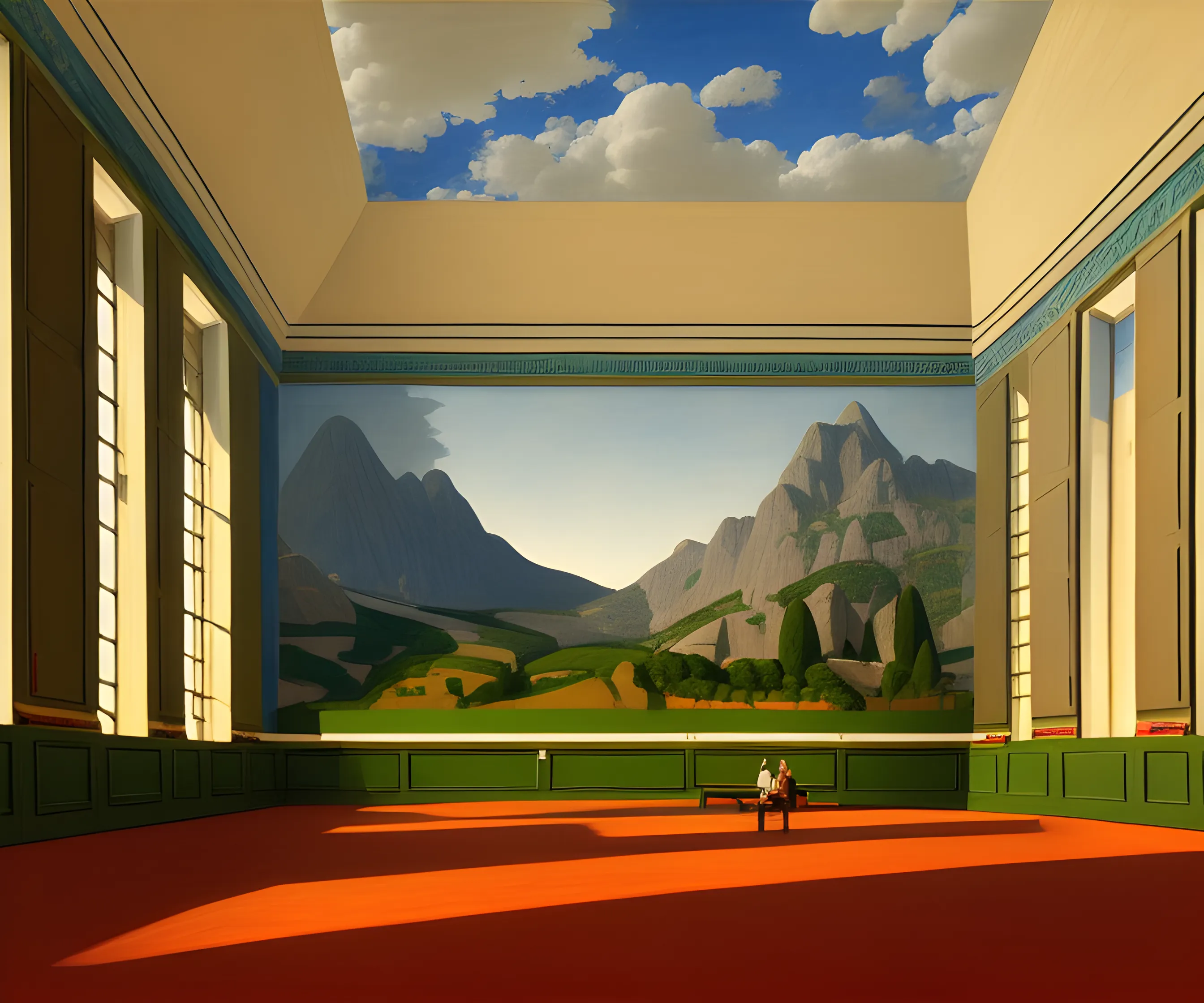 This piece represents a couple sitting on a bench, looking at the remnants of past nature, inside a museum. Through this piece, I depict how nature is currently suffering because of human activity. In the future, will Nature be so ravaged by pollution and deforestation that the only way to enjoy it would be through a preserved slice, in an indoor museum ?