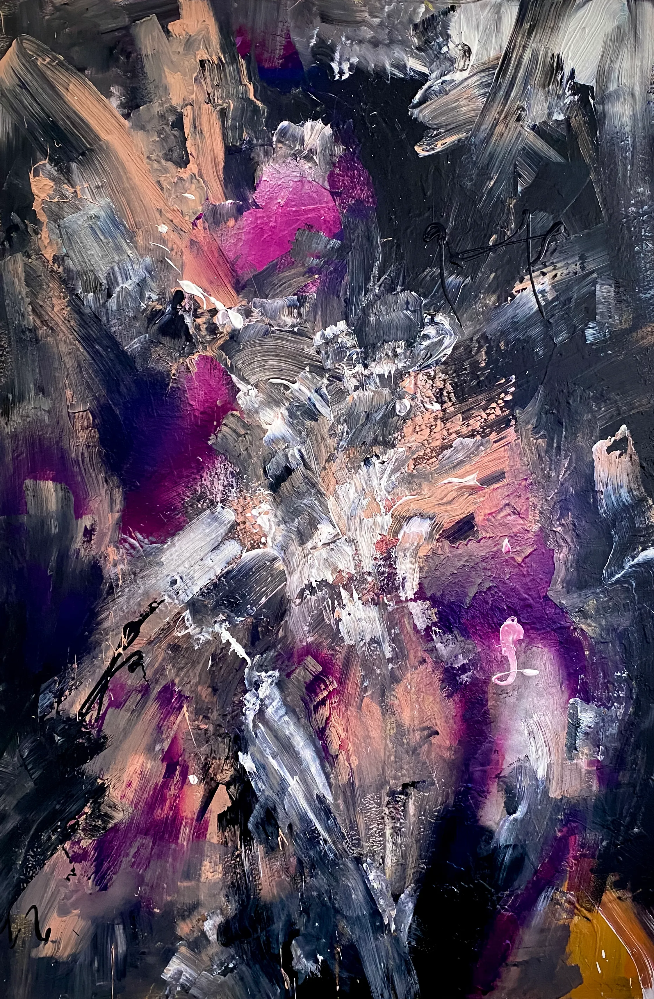 "Utsurou"
2021

Original painting: 150x100x4cms
Mixed media on stretched canvas

Meaning "to change or fade over time" - This piece marks the point where my practice shifted towards more dynamic gestural abstraction and direct application. 

Painted to Ponyboy - SOPHIE (RIP 💜)

The physical painting is available as an unlockable for the right bid, please message me on Twitter to discuss.

23777 x