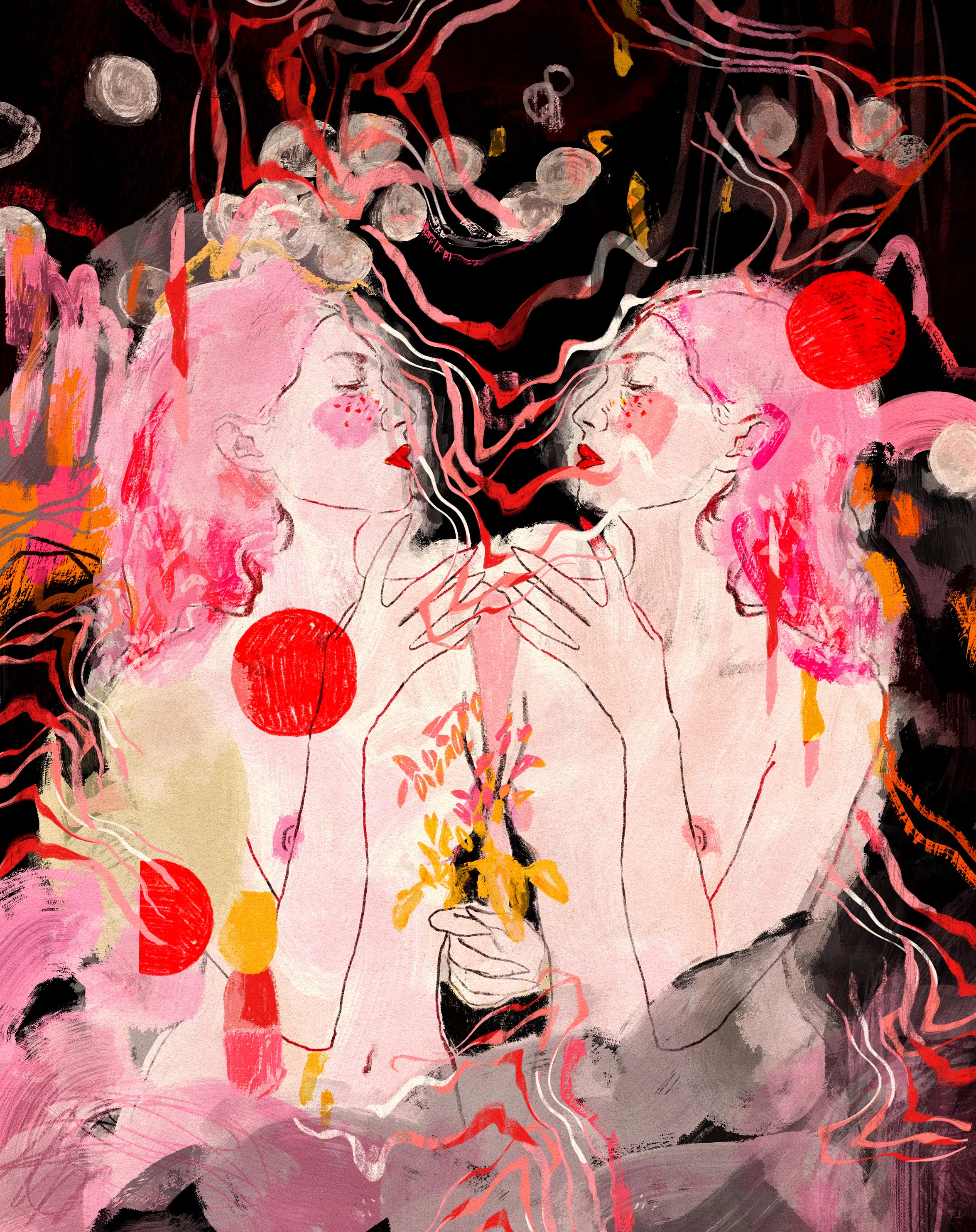 We spin endlessly in the mirrored echo of our eternally intertwined existence.