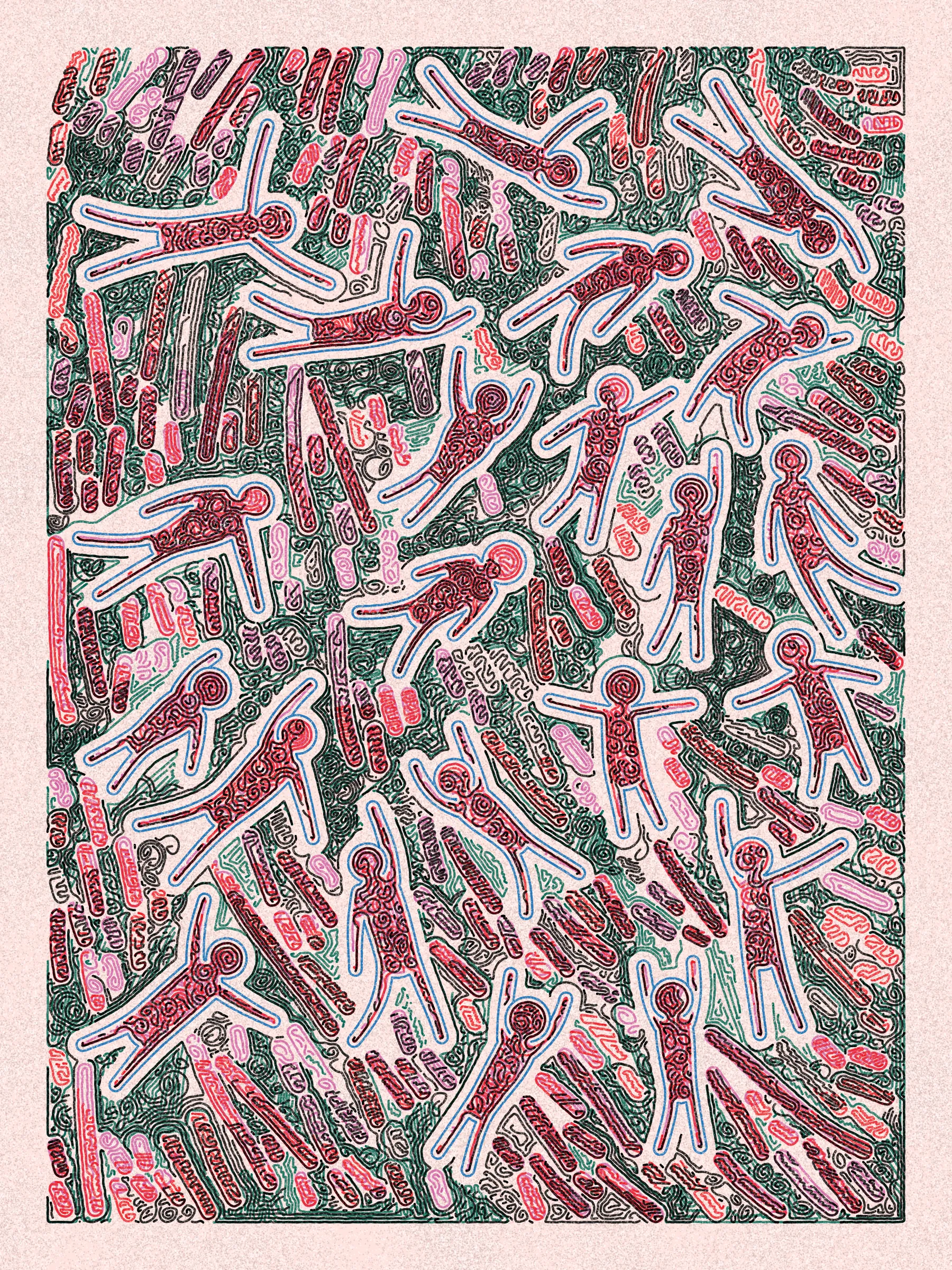 It’s a party! Scribble Party continues my exploration of recursive scribbling and plottable works, introducing figures drawn in dynamic, flowing forms that often resemble dance-like movements.

Each piece also represents the minter's participation in the game. Inspired by party games, a countdown clock starts with the first mint of the game. Subsequent mints will extend the game by resetting the clock to a minimum time threshold if less time remains. No more mints can occur once the clock reaches zero. Each mint also contributes to a prize, which can be withdrawn by whoever holds the last minted piece. As the game progresses, the contribution of each mint to the prize diminishes, and the clock extensions shorten, accelerating the game towards a conclusion.

The artwork is designed to be plotted on Arch A (9"x12") paper with 0.45mm or 0.5mm pens. The pen colors are selected from popular commercially available sets, ensuring easy replication.