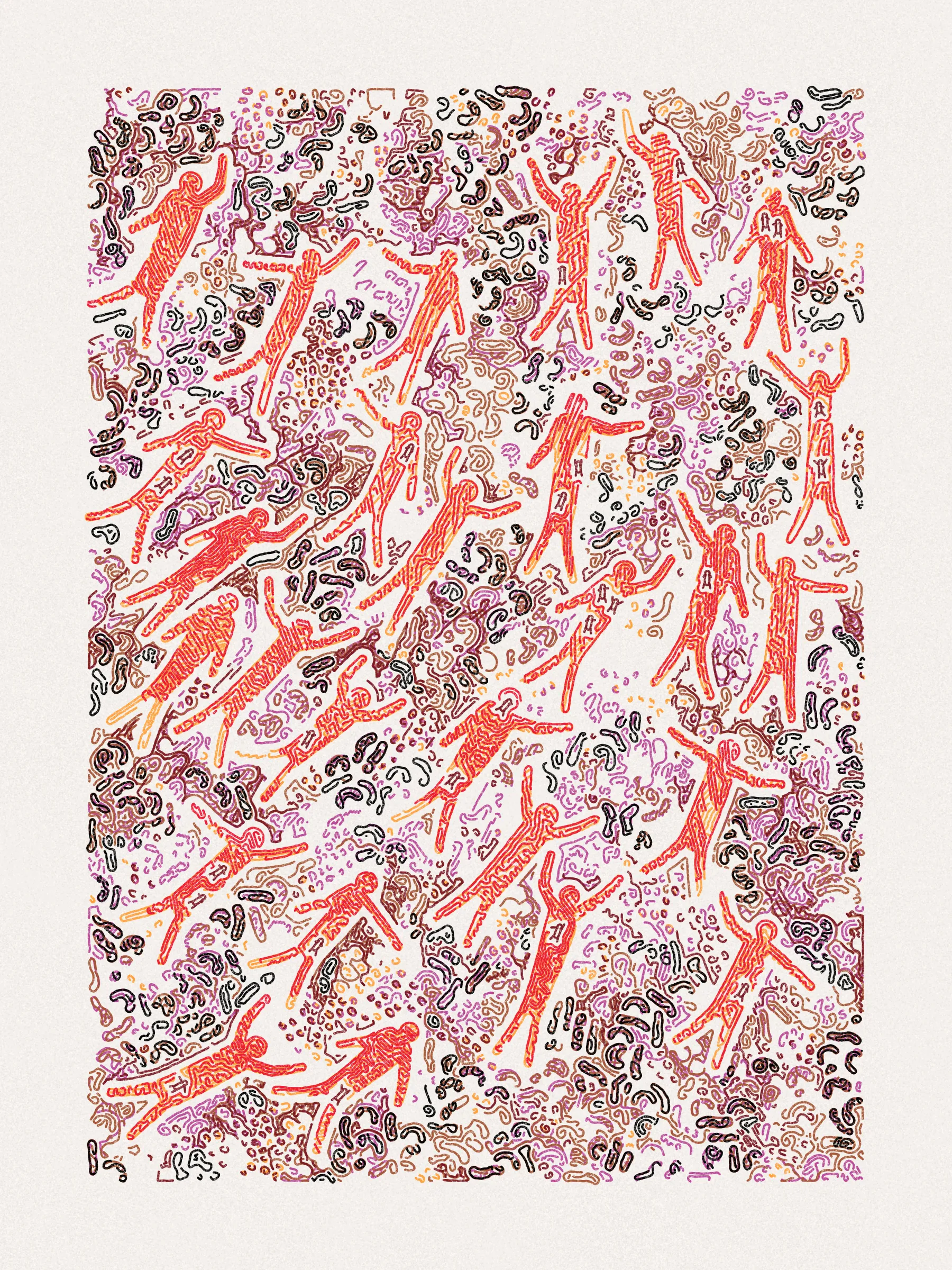 It’s a party! Scribble Party continues my exploration of recursive scribbling and plottable works, introducing figures drawn in dynamic, flowing forms that often resemble dance-like movements.

Each piece also represents the minter's participation in the game. Inspired by party games, a countdown clock starts with the first mint of the game. Subsequent mints will extend the game by resetting the clock to a minimum time threshold if less time remains. No more mints can occur once the clock reaches zero. Each mint also contributes to a prize, which can be withdrawn by whoever holds the last minted piece. As the game progresses, the contribution of each mint to the prize diminishes, and the clock extensions shorten, accelerating the game towards a conclusion.

The artwork is designed to be plotted on Arch A (9"x12") paper with 0.45mm or 0.5mm pens. The pen colors are selected from popular commercially available sets, ensuring easy replication.