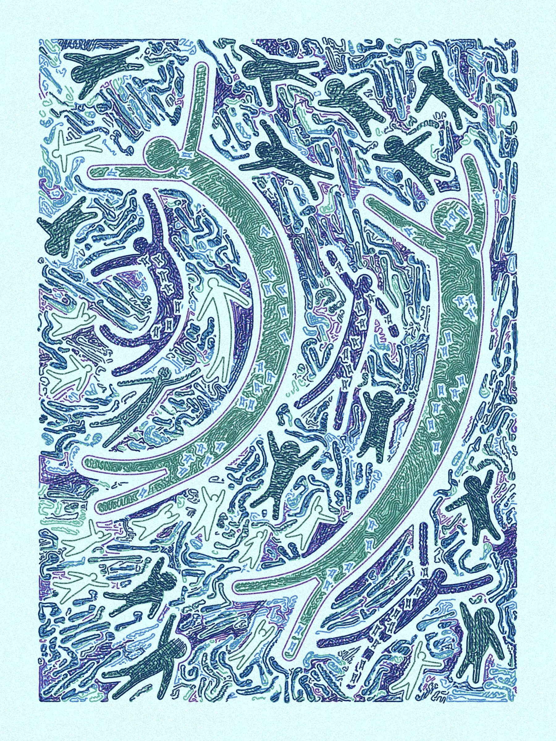 It’s a party! Scribble Party continues my exploration of recursive scribbling and plottable works, introducing figures drawn in dynamic, flowing forms that often resemble dance-like movements.

Each piece also represents the minter's participation in the game. Inspired by party games, a countdown clock starts with the first mint of the game. Subsequent mints will extend the game by resetting the clock to a minimum time threshold if less time remains. No more mints can occur once the clock reaches zero. Each mint also contributes to a prize, which can be withdrawn by whoever holds the last minted piece. As the game progresses, the contribution of each mint to the prize diminishes, and the clock extensions shorten, accelerating the game towards a conclusion.

The artwork is designed to be plotted on Arch A (9"x12") paper with 0.45mm or 0.5mm pens. The pen colors are selected from popular commercially available sets, ensuring easy replication.