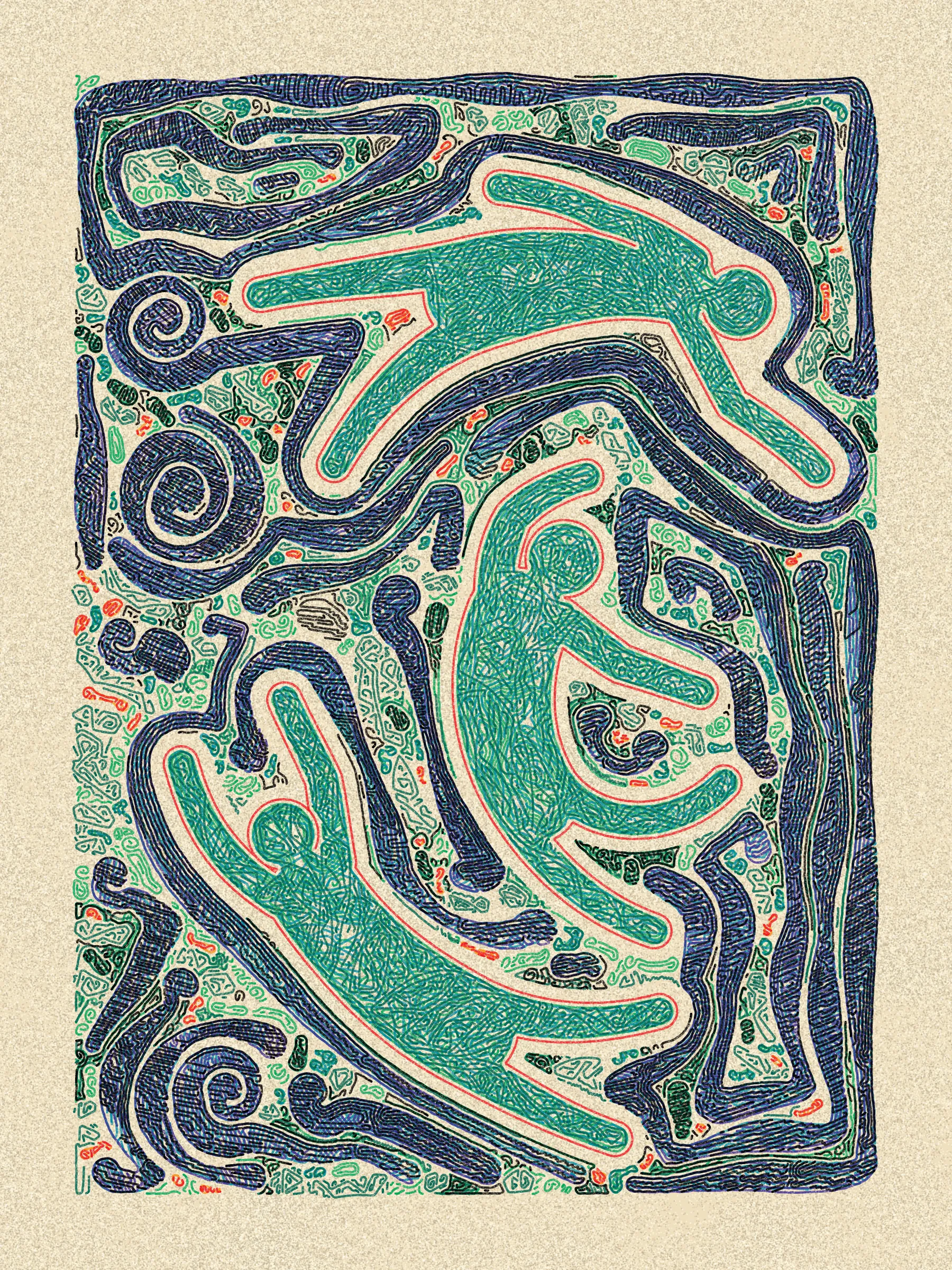 It’s a party! Scribble Party continues my exploration of recursive scribbling and plottable works, introducing figures drawn in dynamic, flowing forms that often resemble dance-like movements.

Each piece also represents the minter's participation in the game. Inspired by party games, a countdown clock starts with the first mint of the game. Subsequent mints will extend the game by resetting the clock to a minimum time threshold if less time remains. No more mints can occur once the clock reaches zero. Each mint also contributes to a prize, which can be withdrawn by whoever holds the last minted piece. As the game progresses, the contribution of each mint to the prize diminishes, and the clock extensions shorten, accelerating the game towards a conclusion.

The artwork is designed to be plotted on Arch A (9"x12") paper with 0.45mm or 0.5mm pens. The pen colors are selected from popular commercially available sets, ensuring easy replication.